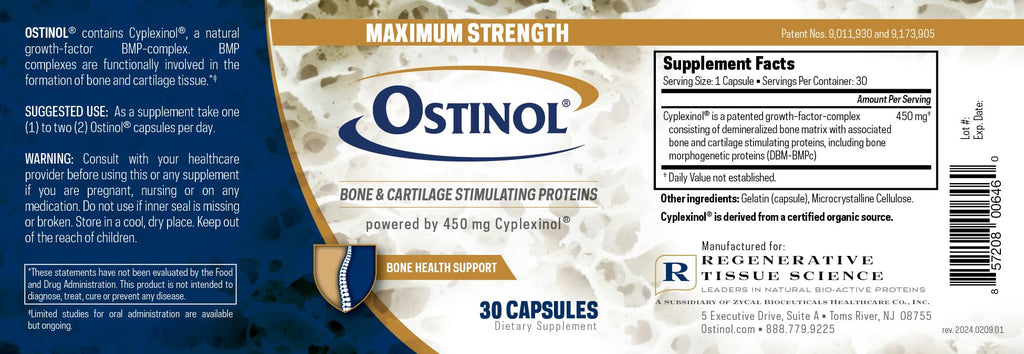 ZYCAL Ostinol Maximum Strength 450mg – Bone & Joint Support | Stem Cell Activation Certified | 30 Capsules