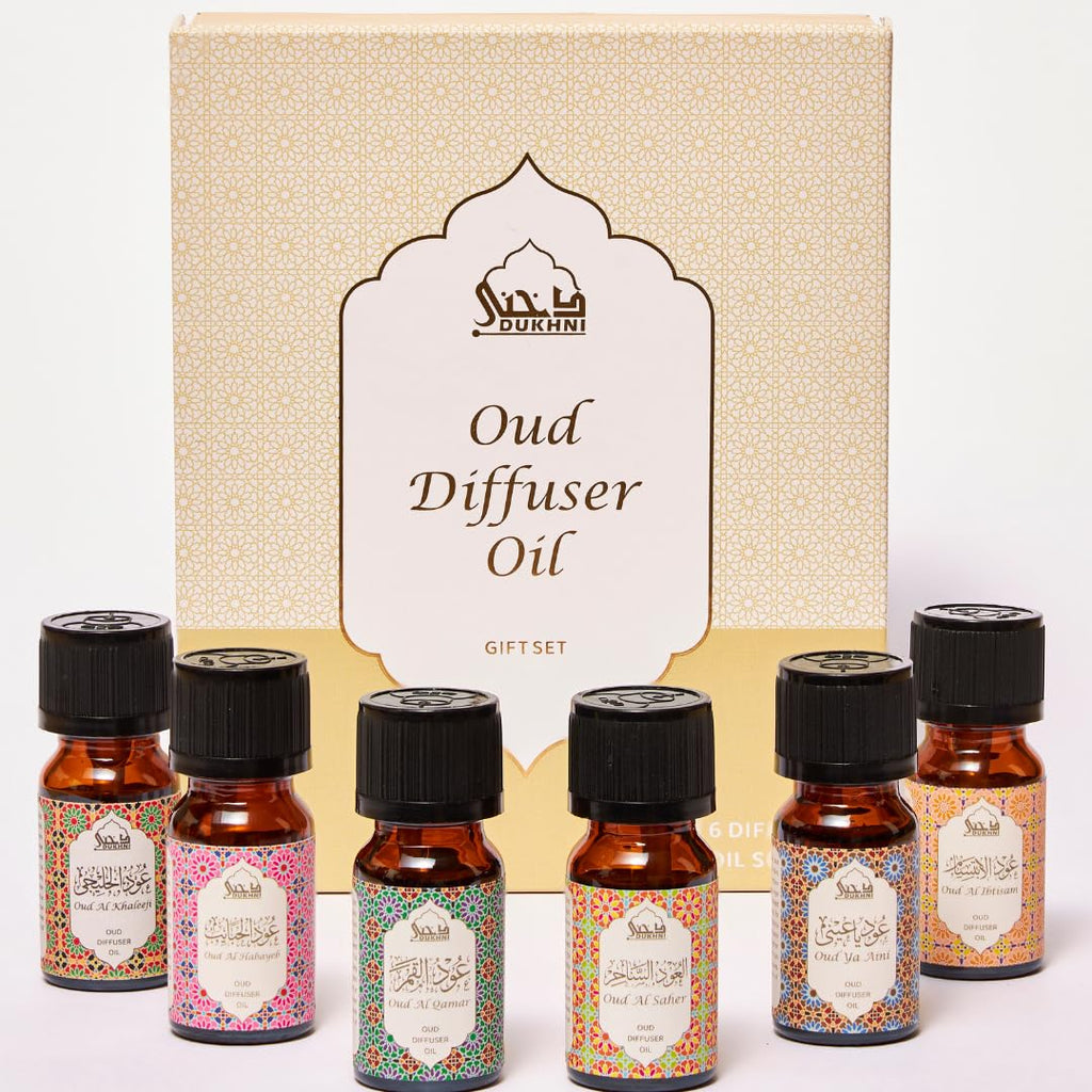 Oud Diffuser Oil Gift Set – 6 x 10ml | Pure Halal Oudh Oils | Dukhni