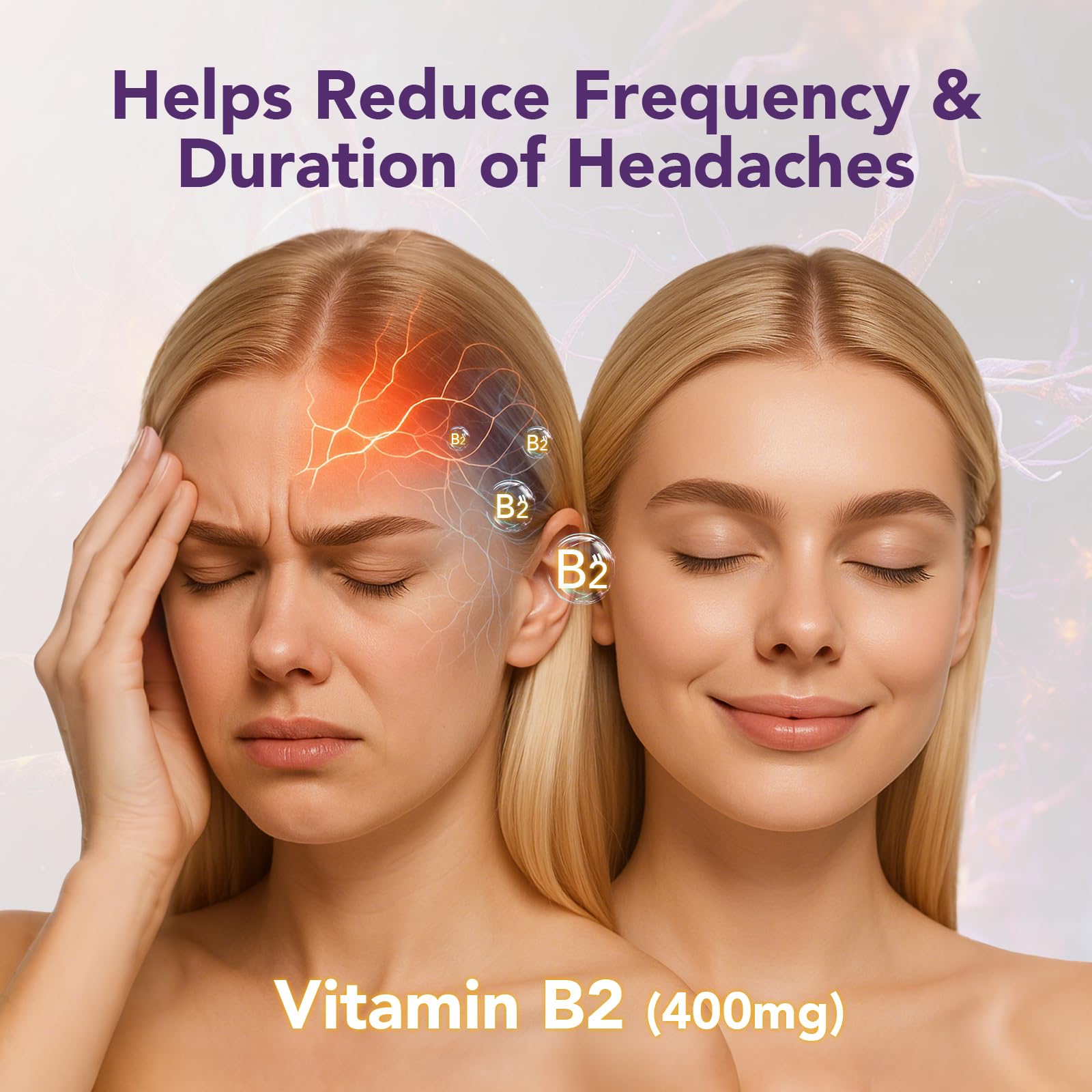 Ourui One Vitamin B2 Gummies 400mg – Riboflavin 400mg + CoQ10 150mg + Magnesium 200mg | 60 Vegan Raspberry Chewables