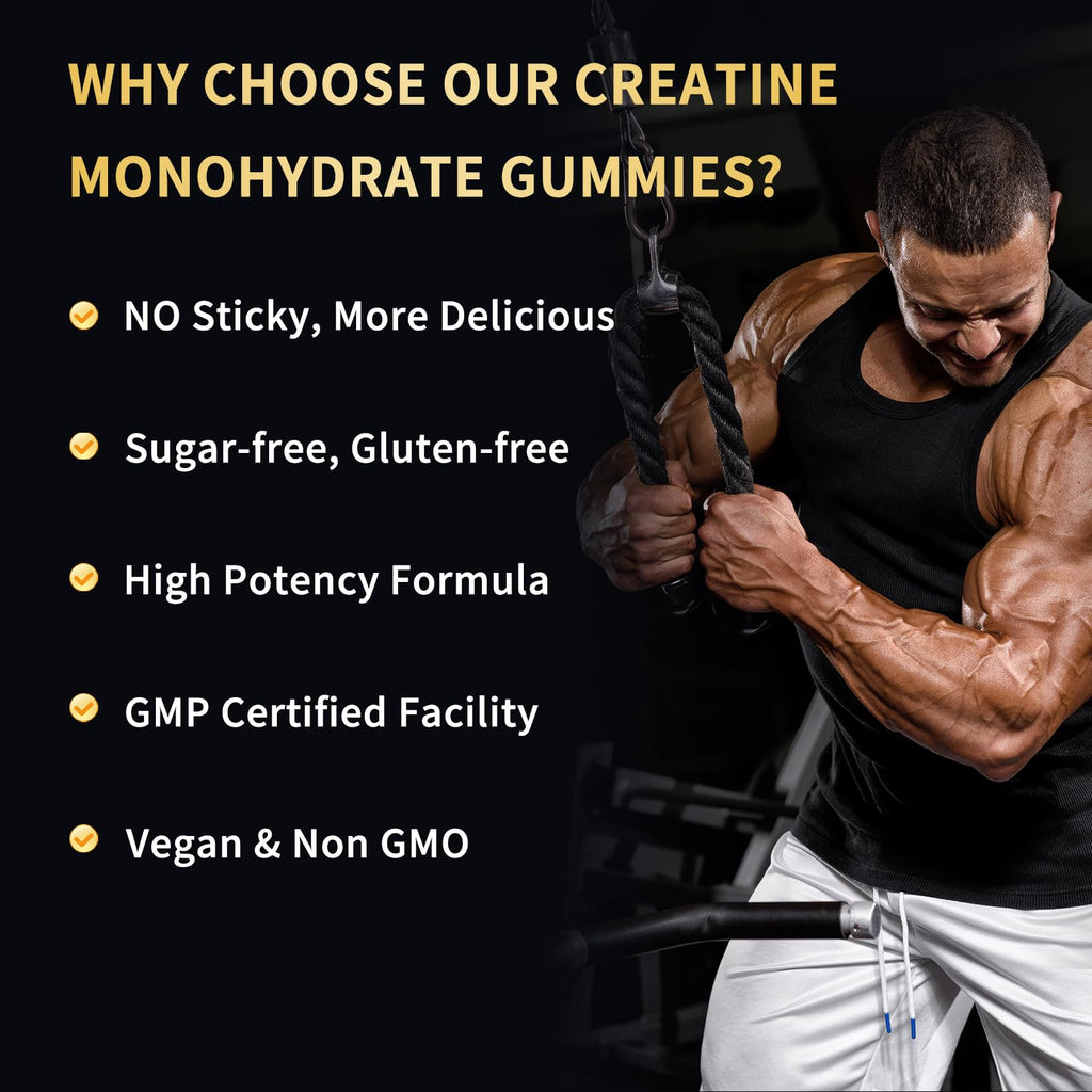 OUYIYUA Creatine Monohydrate Gummies 5000mg – Sugar Free, Mixed Berry, 120 ct