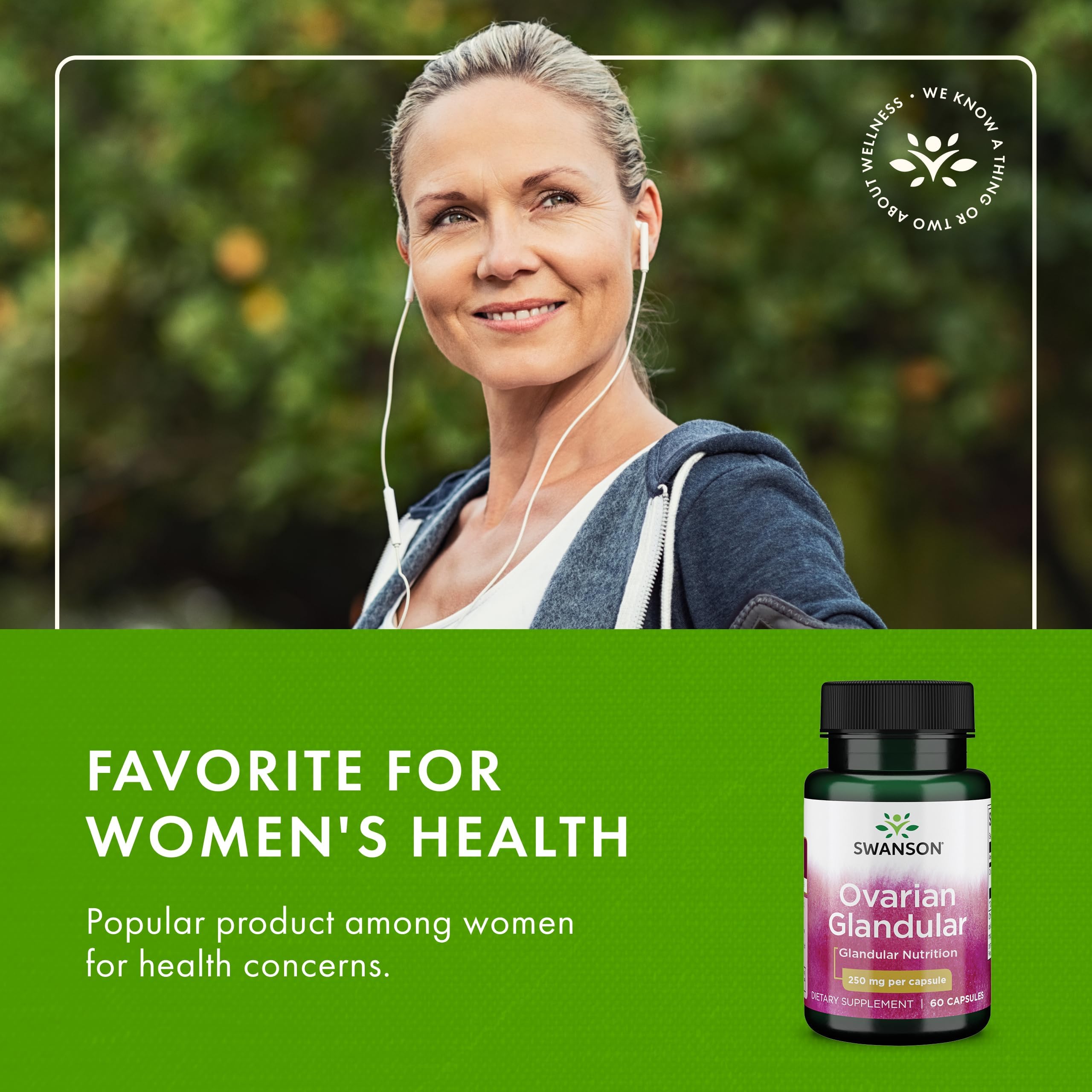 Swanson Ovarian Glandular Supplement - Women's Glandular Health & Balance - 60 Capsules, 250 mg Each