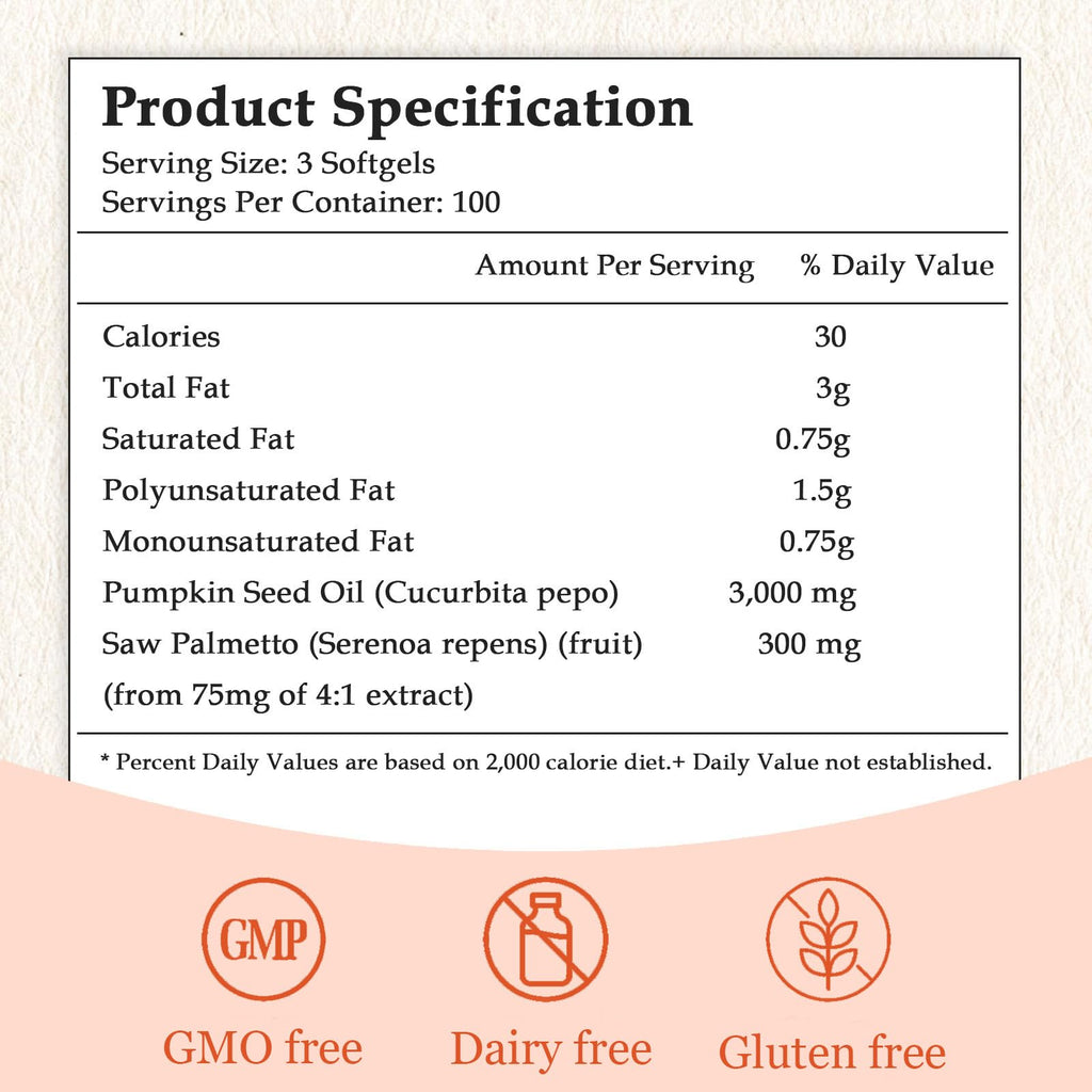 Ovela Pumpkin Seed Oil Capsules 3000mg + Saw Palmetto – Hair Growth Support