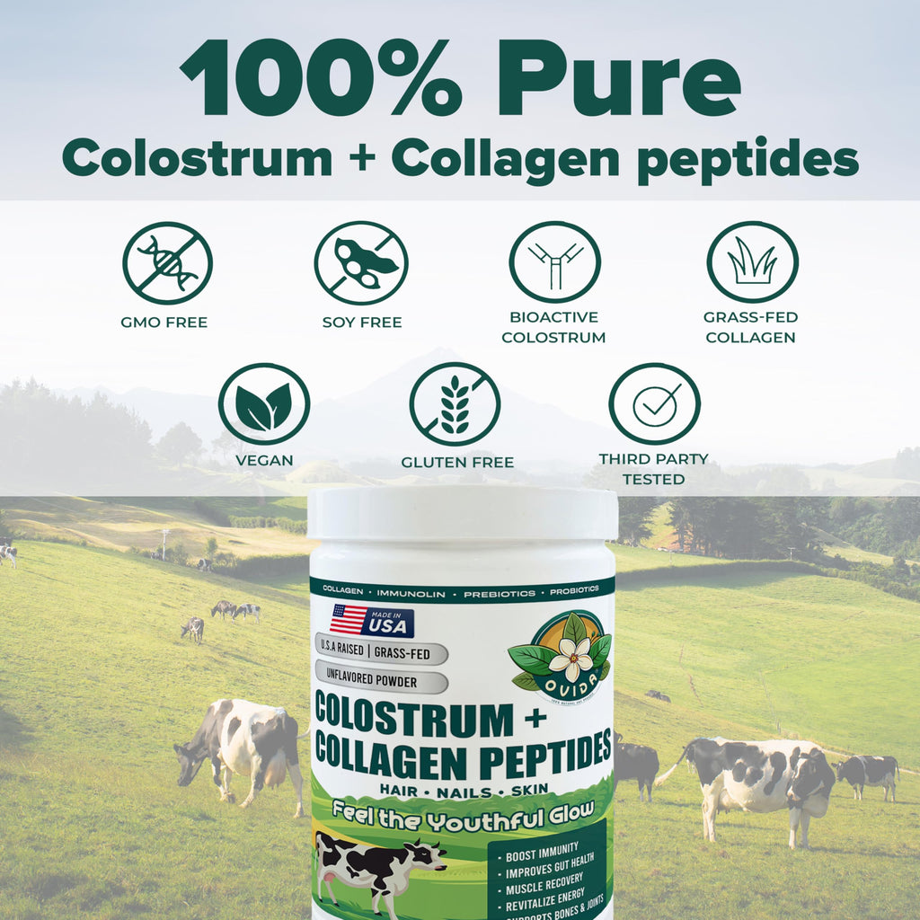 OVIDA Premium Bovine Colostrum & Collagen Peptides – Grass-Fed, Non-GMO, 300g