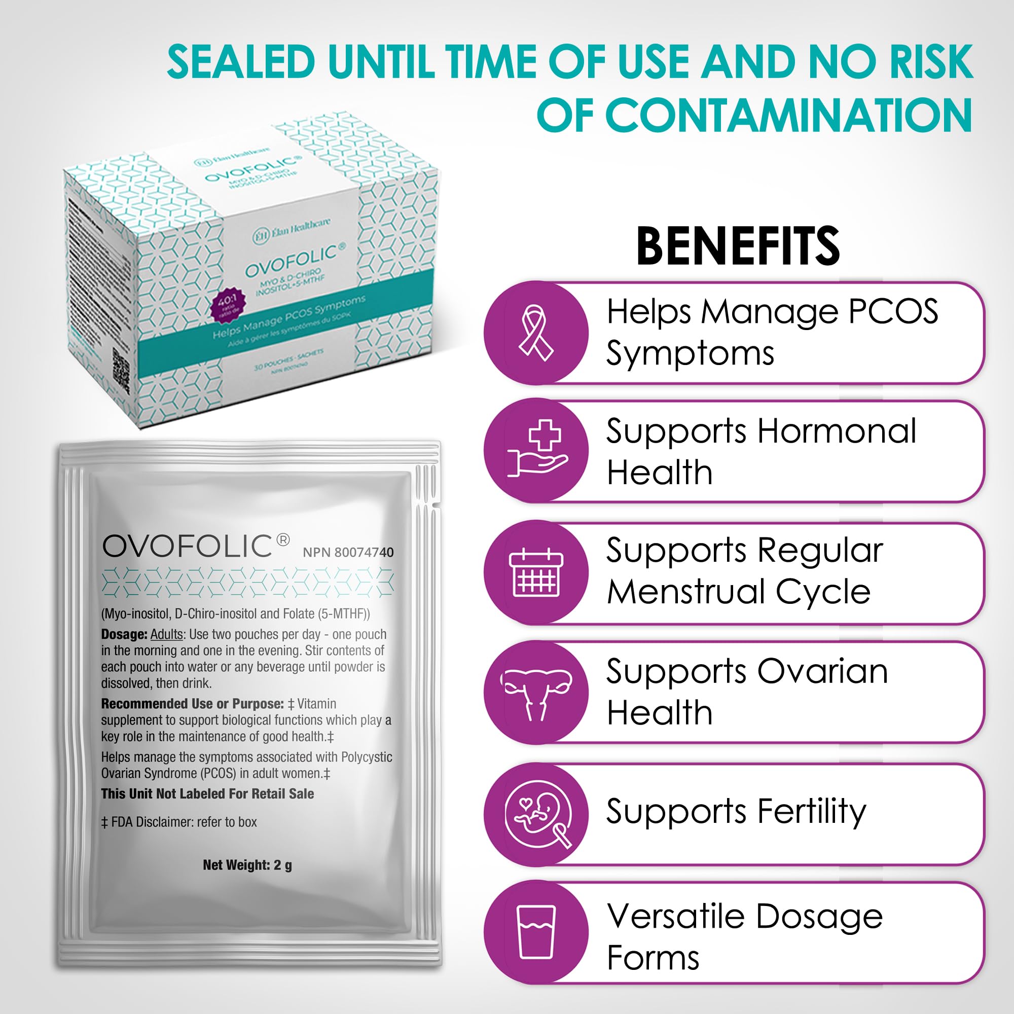 Ovofolic Inositol Supplement – Myo-Inositol & D-Chiro Inositol 40:1 Ratio | 30 Sachets