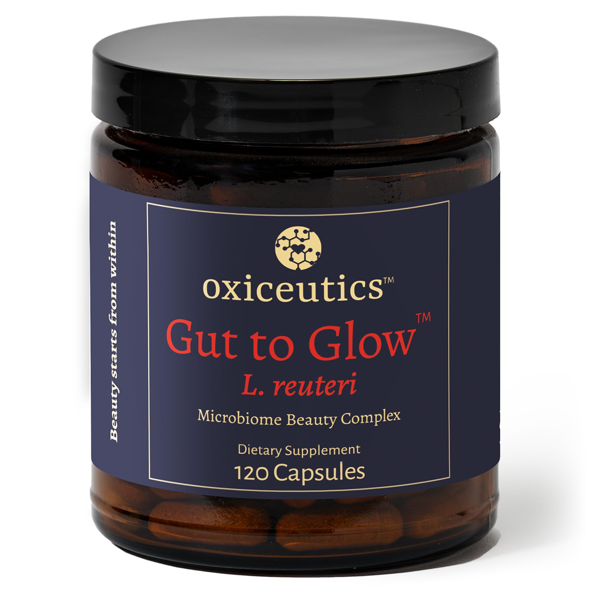 Oxiceutics Gut to Glow Probiotics with L. Reuteri LRDR — Dr. Davis Formula for Gut Skin Axis
