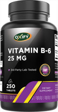 Oxify Vitamin B-6 25mg | 250 Tablets | Gluten-Free, Non-GMO | Made in USA