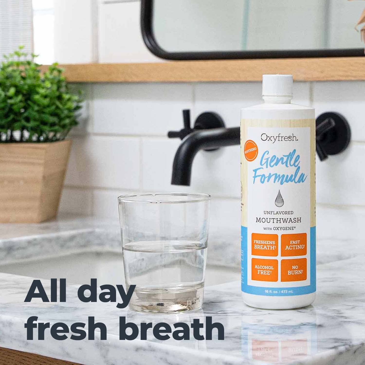 Oxyfresh Gentle Formula Unflavored Mouthwash – Ultra Sensitive Gums & Teeth – No Mint, Zero Alcohol, Flavor Free – 16 oz