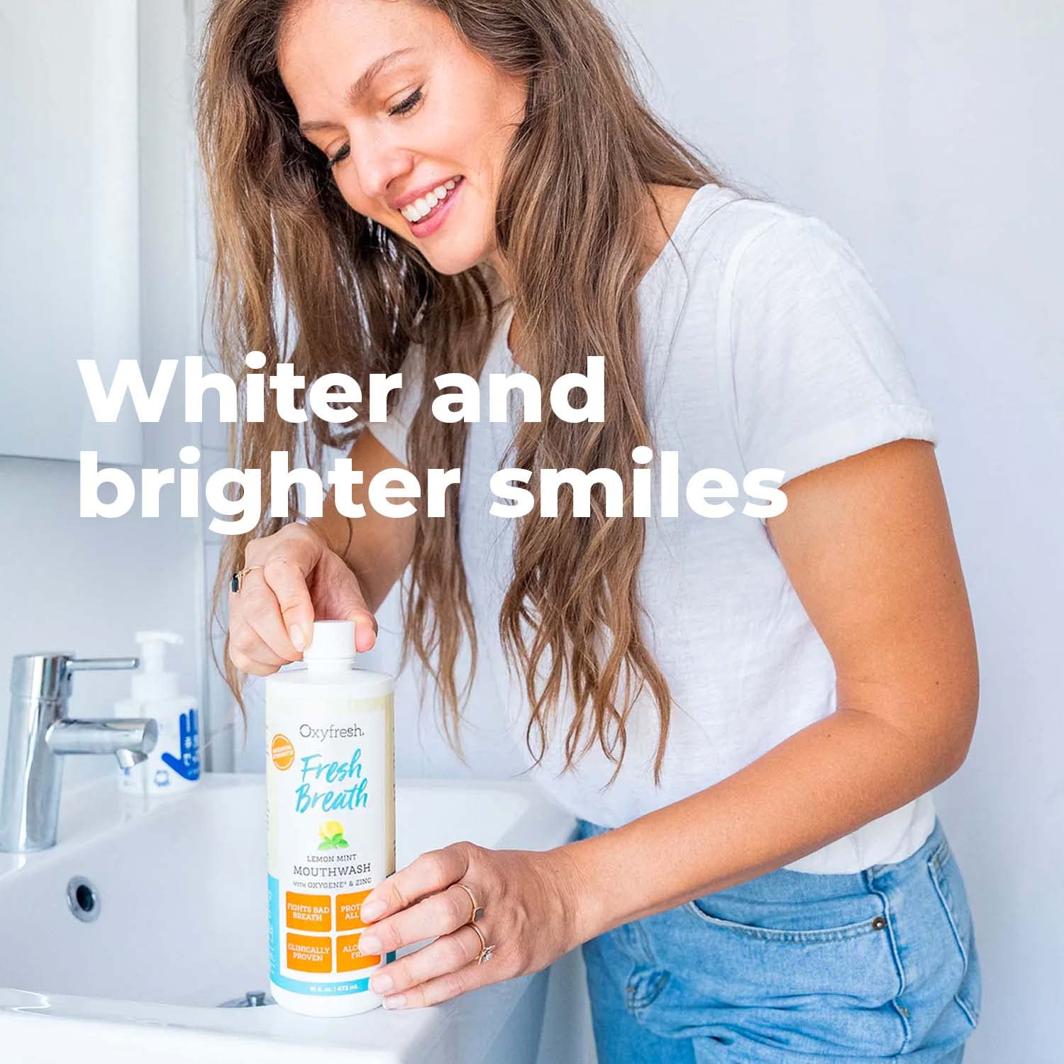 Oxyfresh Lemon Mint Fresh Breath Mouthwash – SLS Free, Fluoride Free, Alcohol Free | 128 oz Gallon