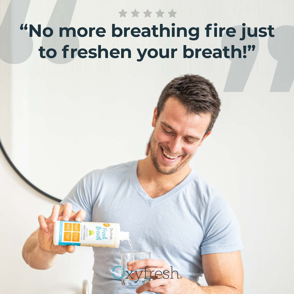 Oxyfresh Lemon Mint Fresh Breath Mouthwash – SLS Free, Fluoride Free, Alcohol Free | 128 oz Gallon