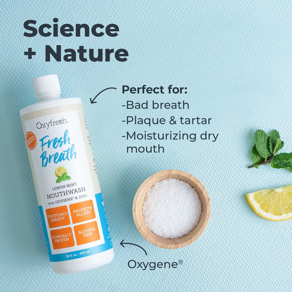 Oxyfresh Lemon Mint Fresh Breath Mouthwash – SLS Free, Fluoride Free, Alcohol Free | 128 oz Gallon