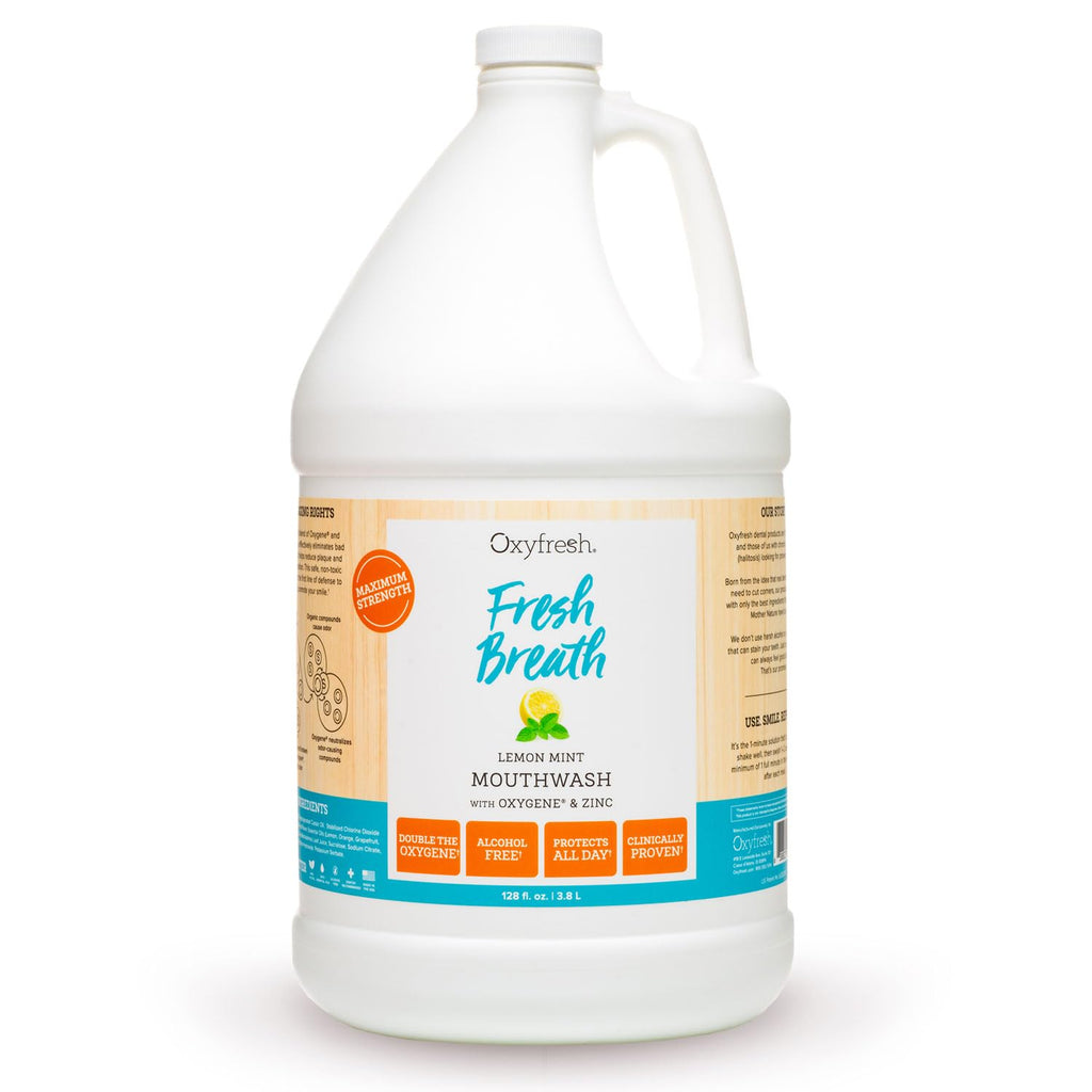 Oxyfresh Lemon Mint Fresh Breath Mouthwash – SLS Free, Fluoride Free, Alcohol Free | 128 oz Gallon