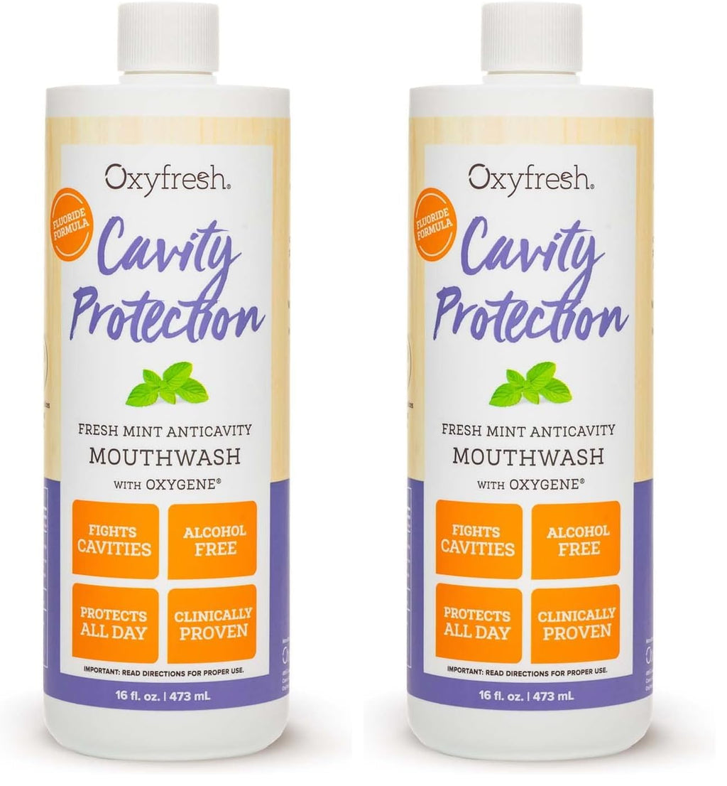Oxyfresh Cavity Protection Fluoride Mouthwash – Non-Staining, Alcohol-Free (16 oz Pack of 2)