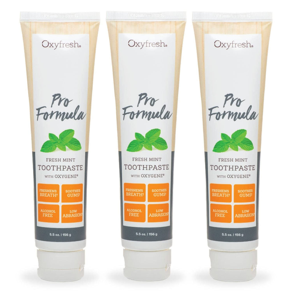 Oxyfresh Pro Formula Fresh Mint Toothpaste – Gentle Low Abrasion, Fluoride Free, 5.5 oz (Pack of 3)
