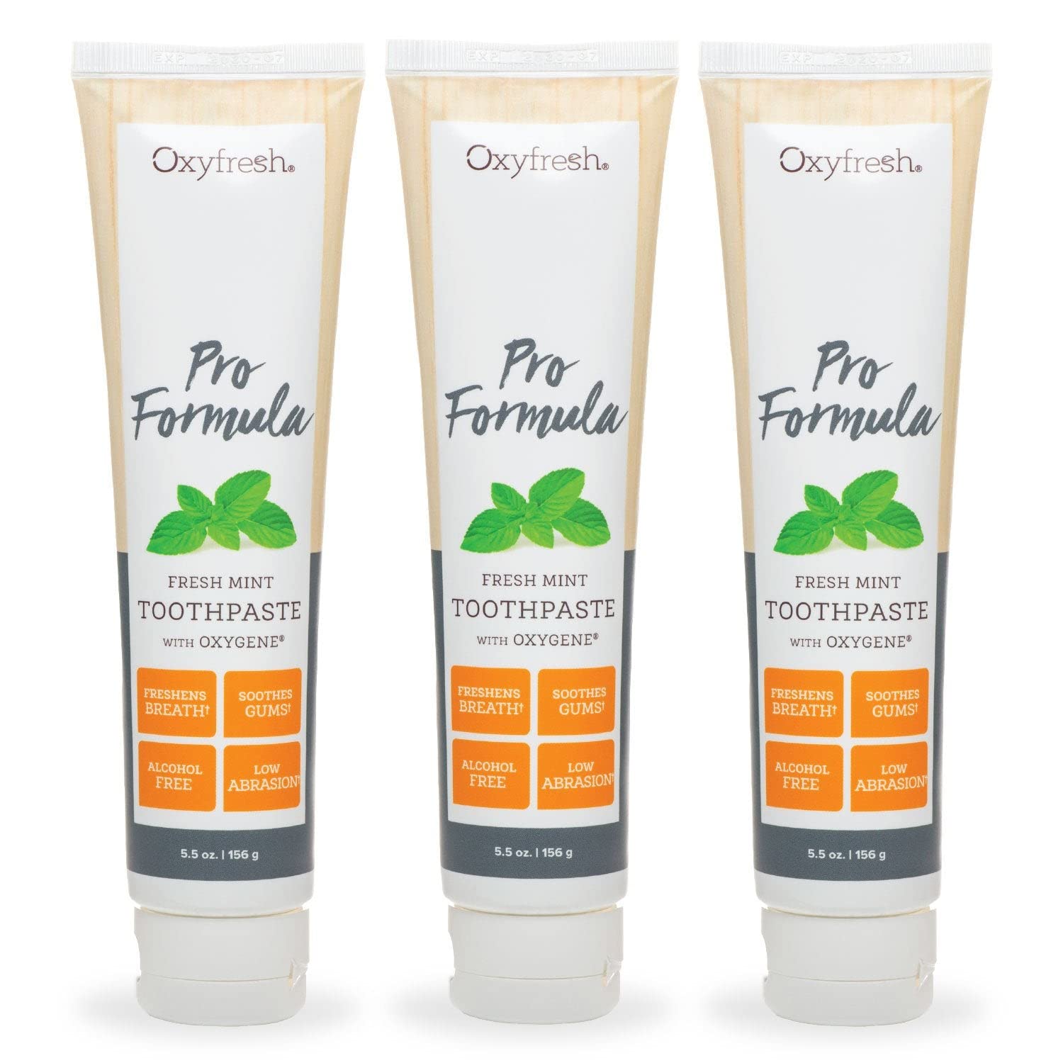 Oxyfresh Pro Formula Fresh Mint Toothpaste – Gentle Low Abrasion, Fluoride Free, 5.5 oz (Pack of 3)
