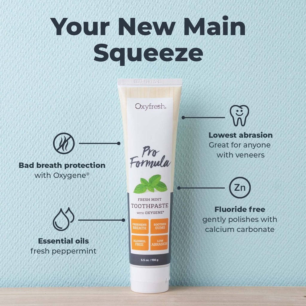 Oxyfresh Pro Formula Fresh Mint Toothpaste – Gentle Low Abrasion, Fluoride-Free, 5.5 oz Pack of 2