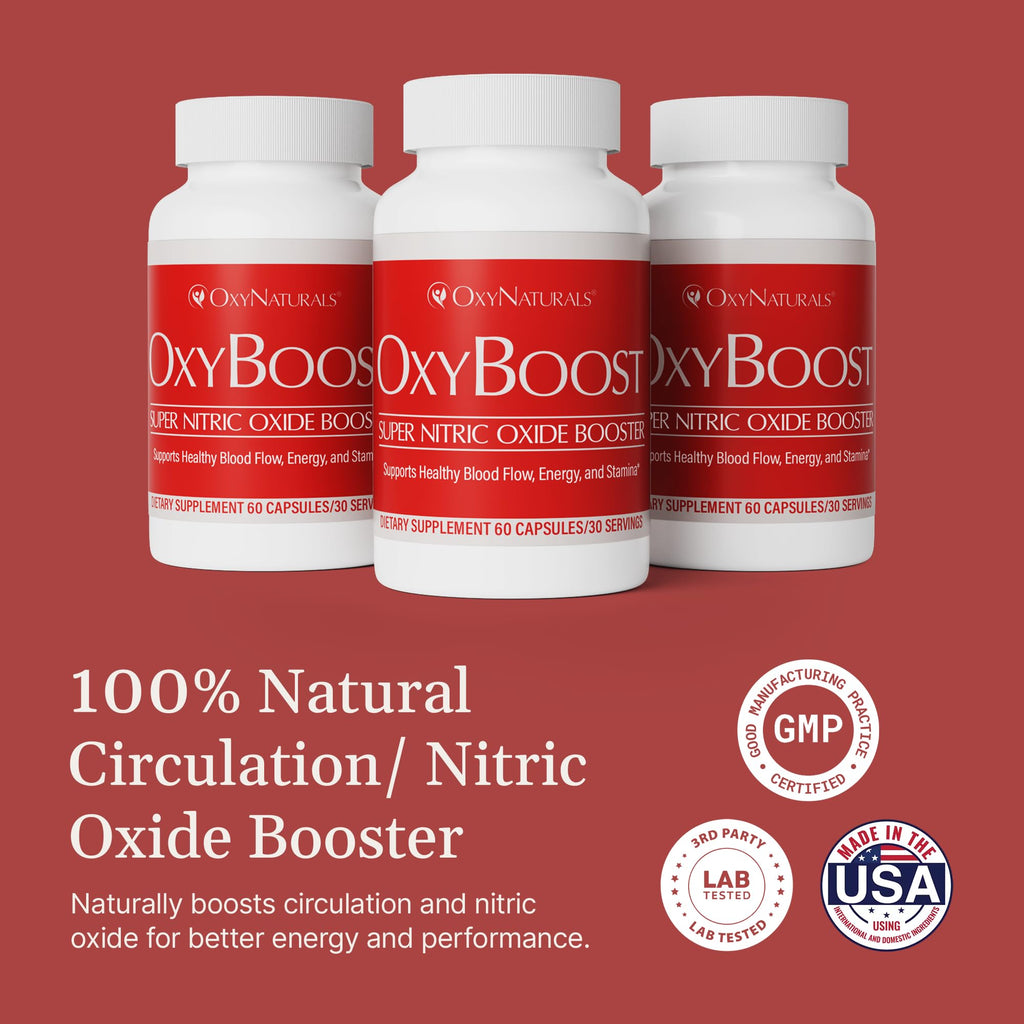 OxyNaturals OxyBoost Nitric Oxide Supplement – Circulation, Heart Health & Energy Support – 180 Capsules (3-Pack)