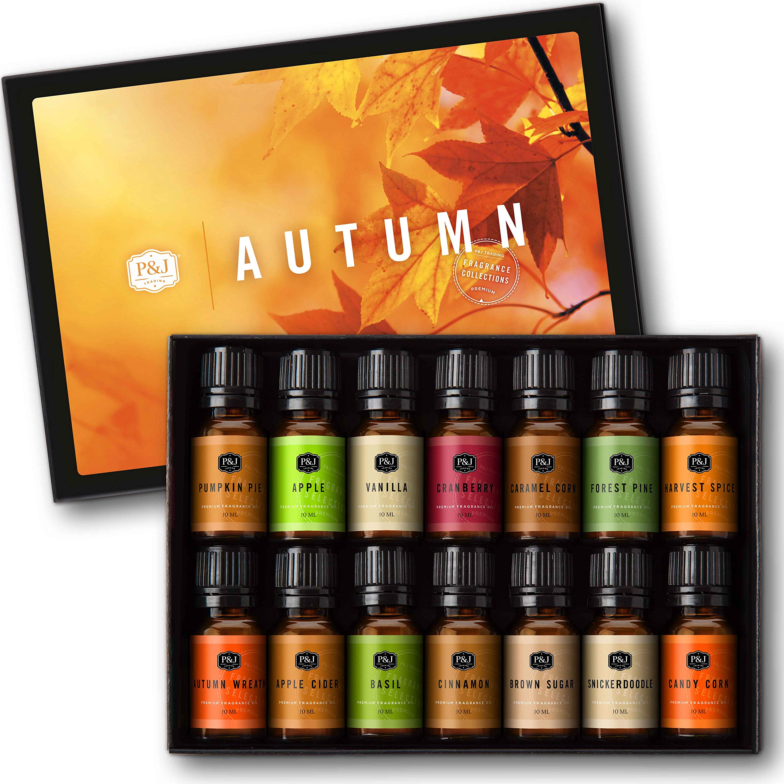 P&J Trading Autumn Set – 14 Fragrance Oils for Candle Making, Soap Making & Diffusers