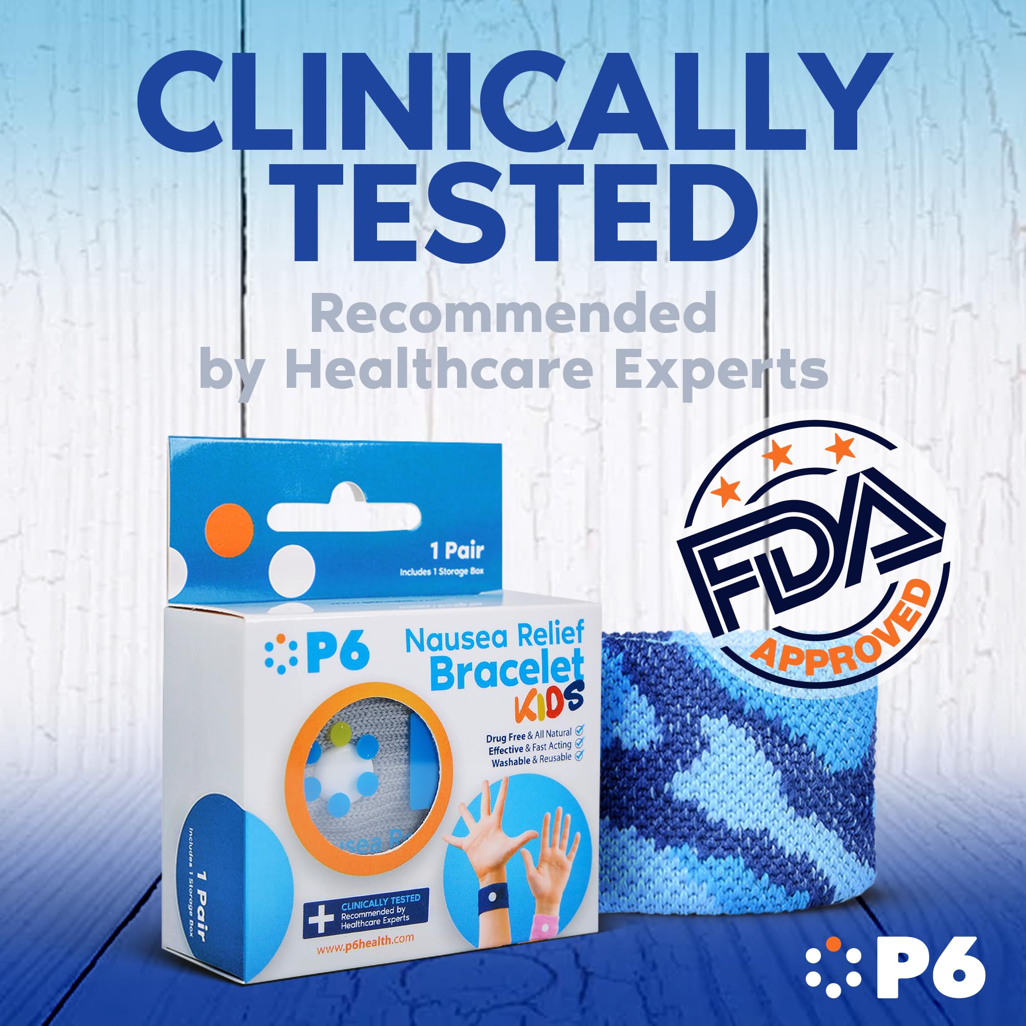 P6 Motion Sickness Bands for Adults - 2 Pack Pink & Blue | Non-Drowsy Acupressure Relief