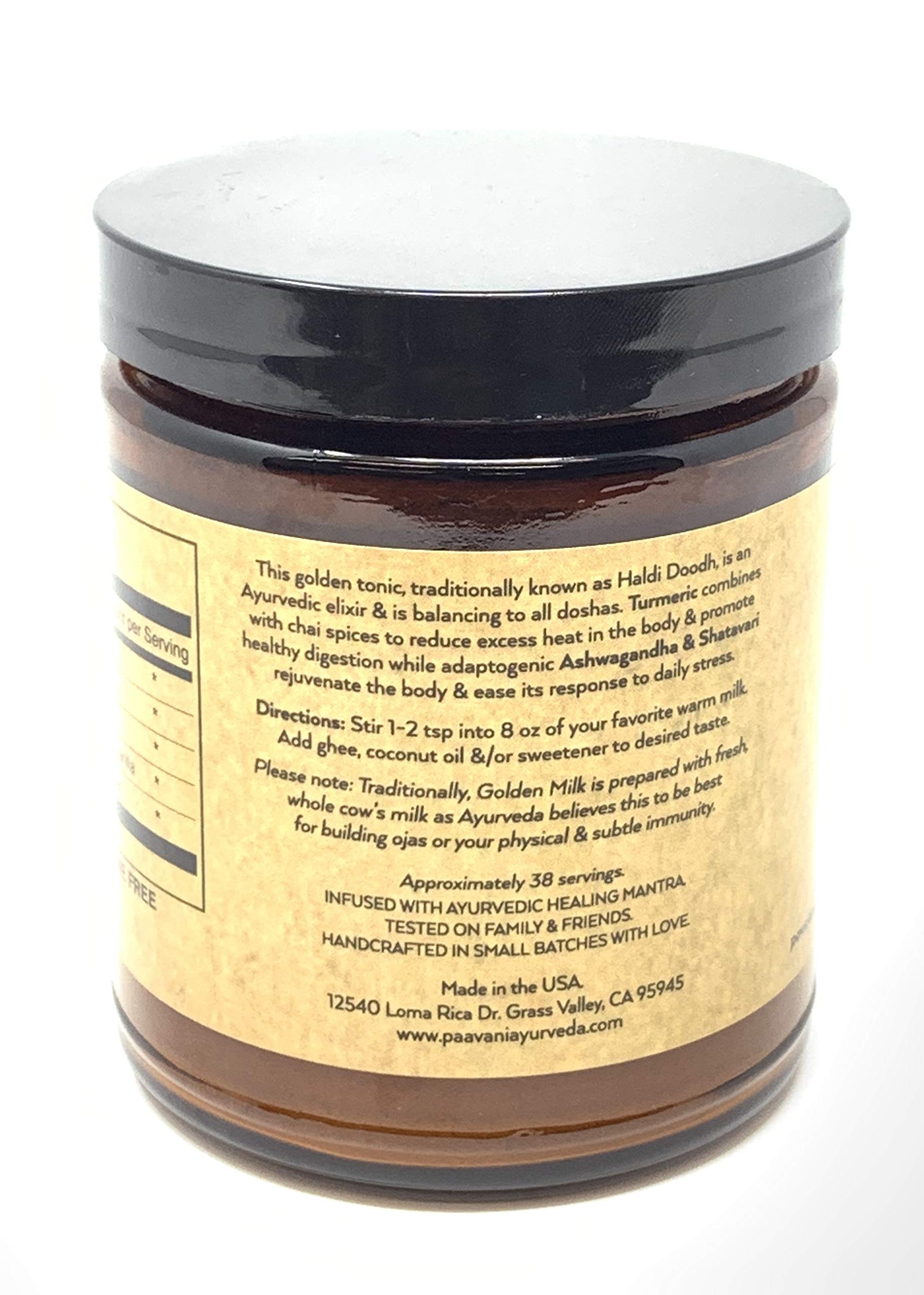 PAAVANI Ayurveda Golden Milk – Organic Turmeric & Ashwagandha, 38 Servings
