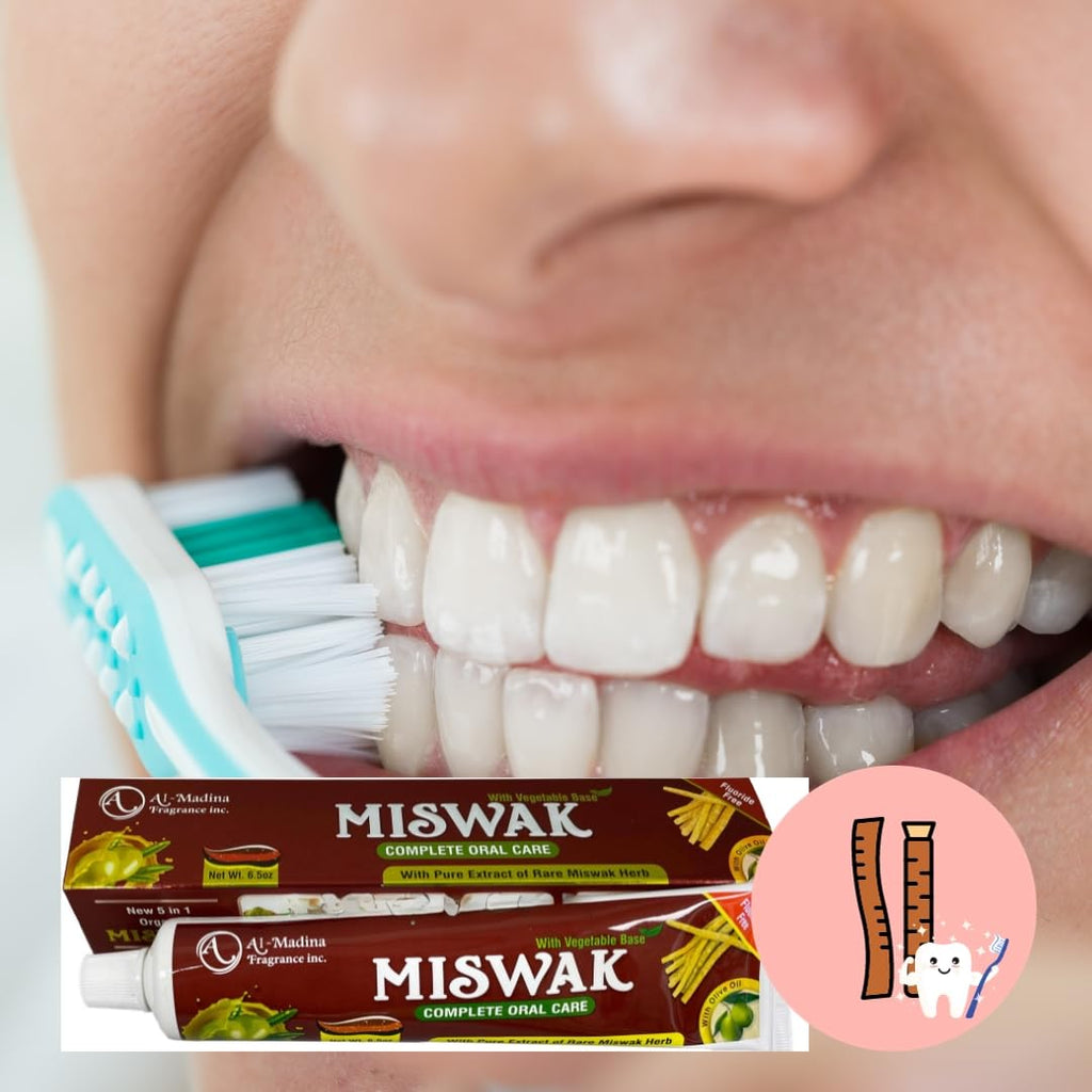 Pack of 6 Organic Miswak Moringa 10-in-1 Toothpaste - Clove, Propolis, Myrrh, Black Seed, Fennel - Fluoride Free 7.05 oz