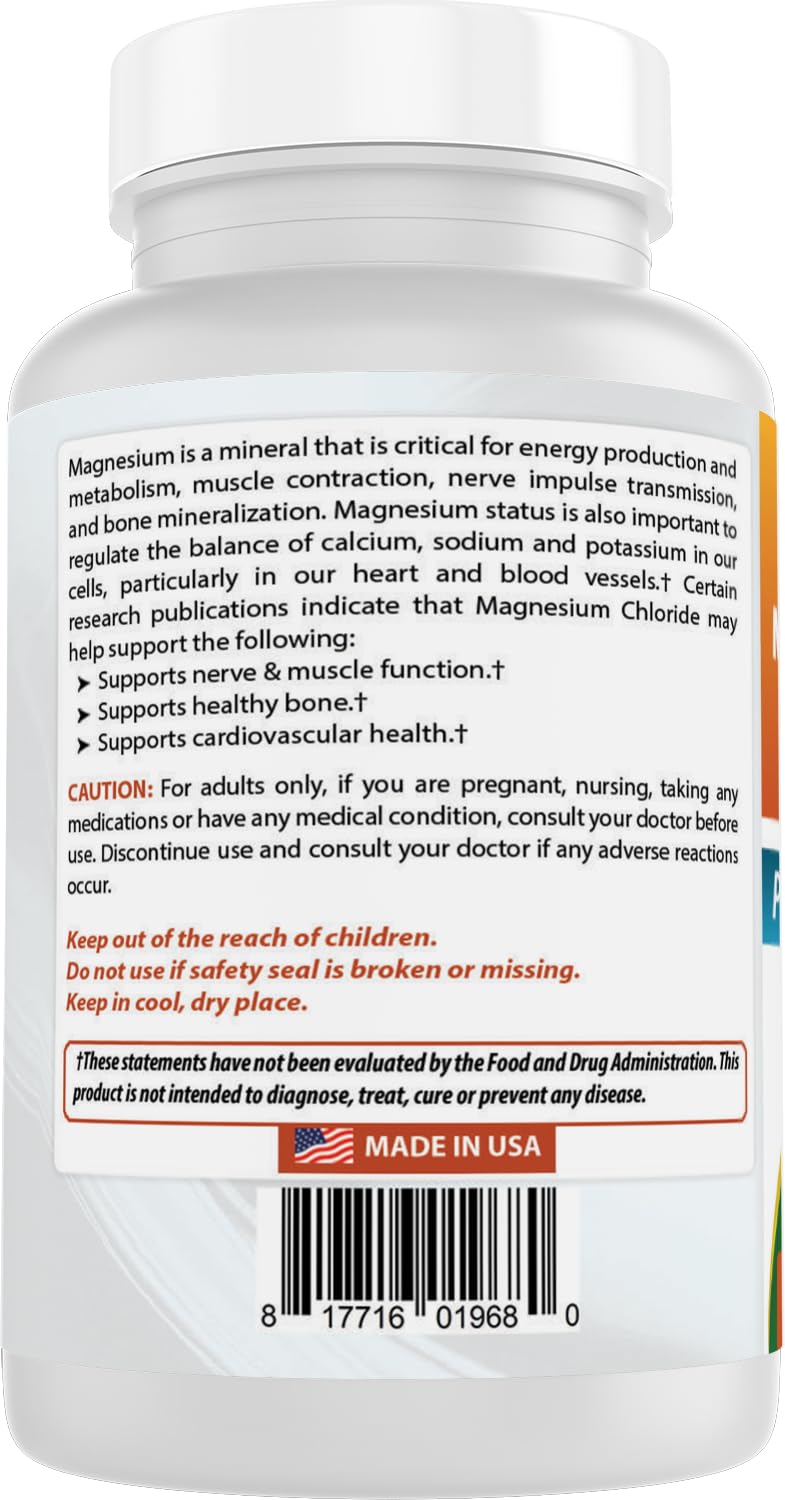 Best Naturals Magnesium Chloride Complex 1440 mg per Serving – 120 Capsules (Pack of 2)
