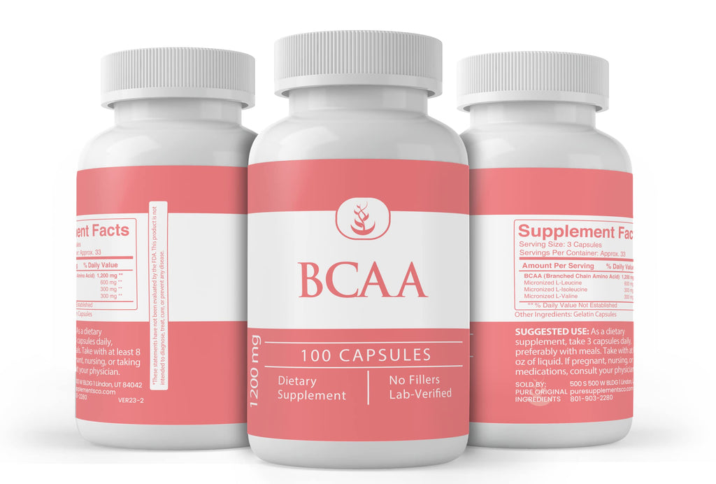 Pure Original Ingredients BCAA – 100 Capsules | Lab Verified, No Additives