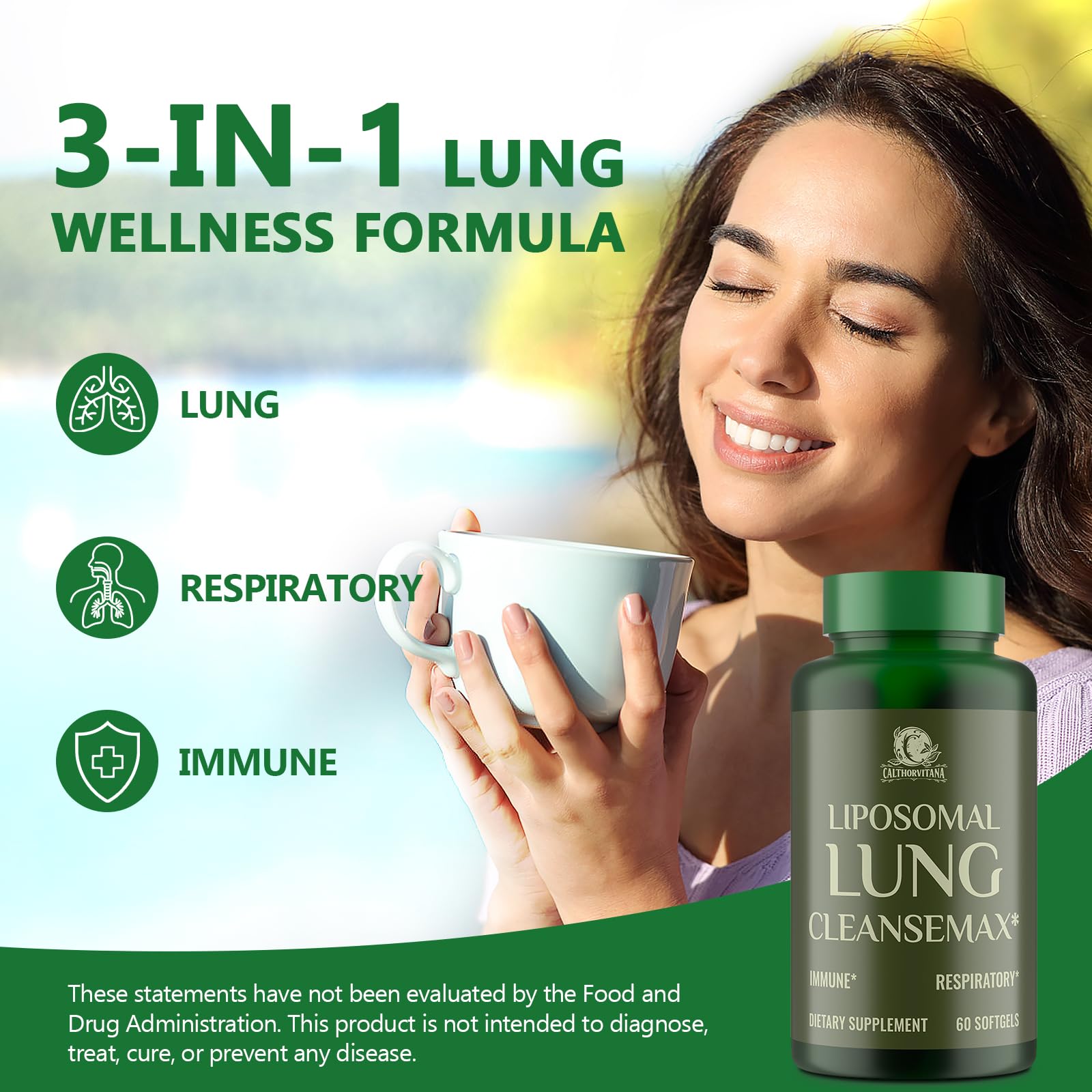 Liposomal Lung Cleansemax Supplement – Mullein Leaf & Elderberry, Quercetin + 13 Herbs & Vitamins | 120 Capsules