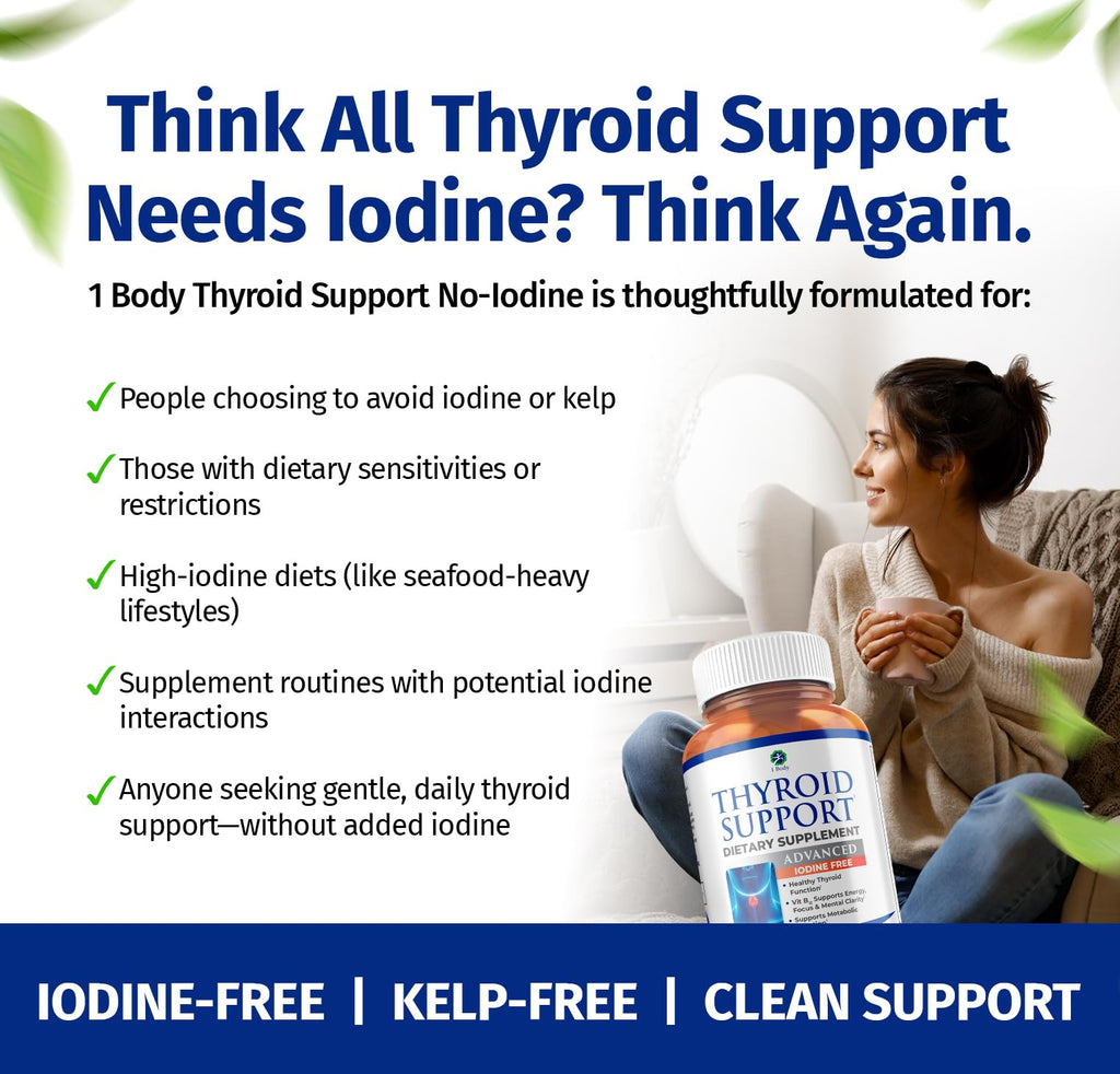 1 Body Thyroid Support Iodine-Free Supplement (60 Count) - Pack of 1