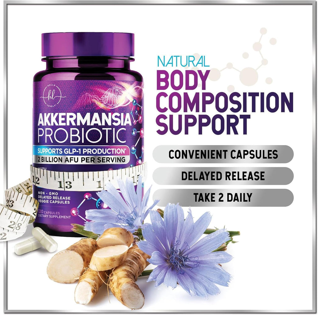 Akkermansia Probiotic 2B AFU – GLP-1 Support + Inulin Fiber | 120 Capsules | USA