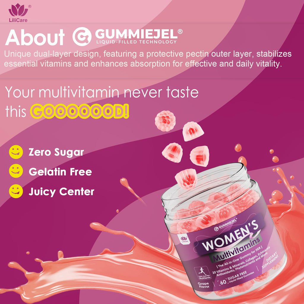 Womens Multivitamin Gummy with Iron, Biotin 2500mcg – Collagen & Keratin, Sugar Free, 60 Count