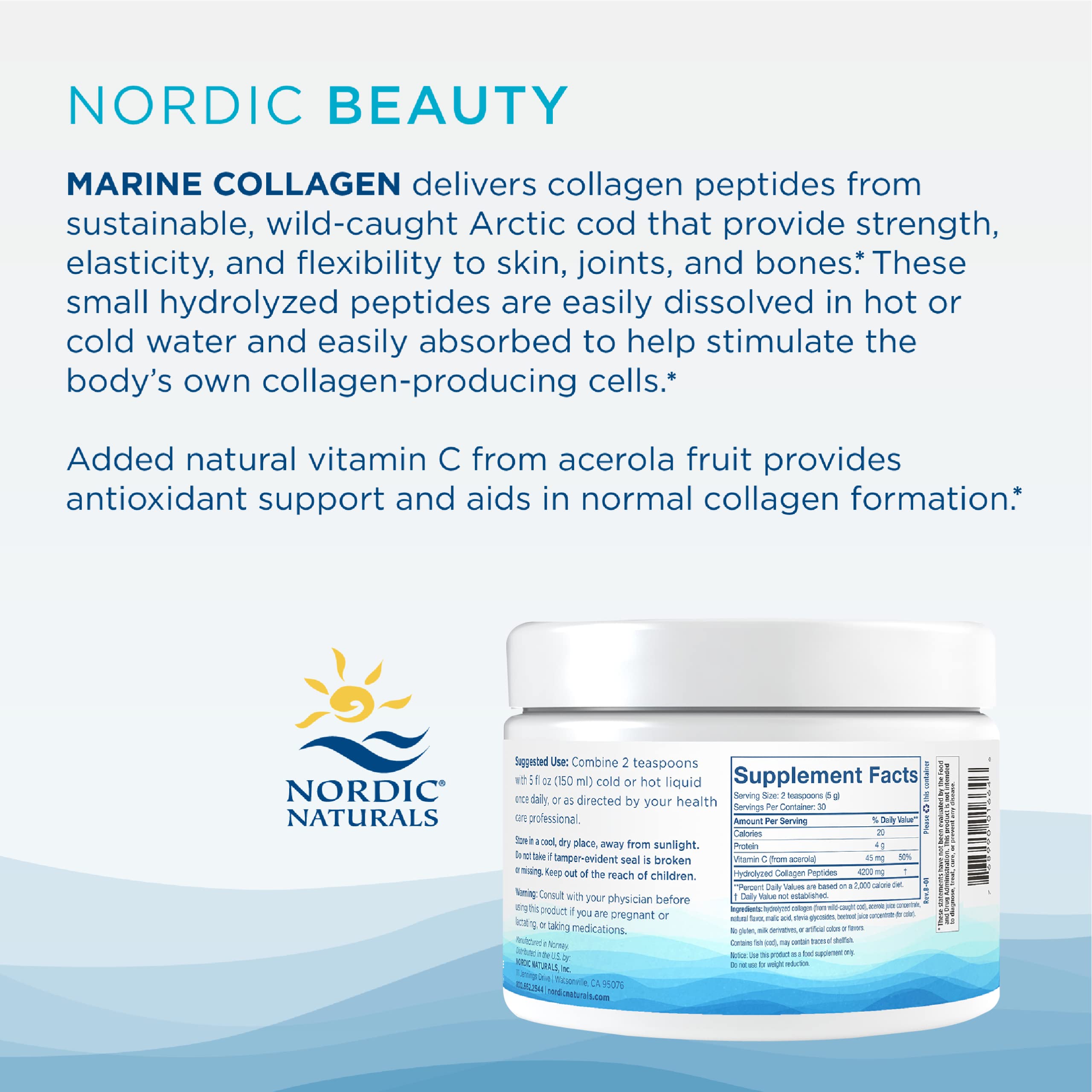 Nordic Beauty Marine Collagen Powder Strawberry – 5.29 oz | Nordic Naturals