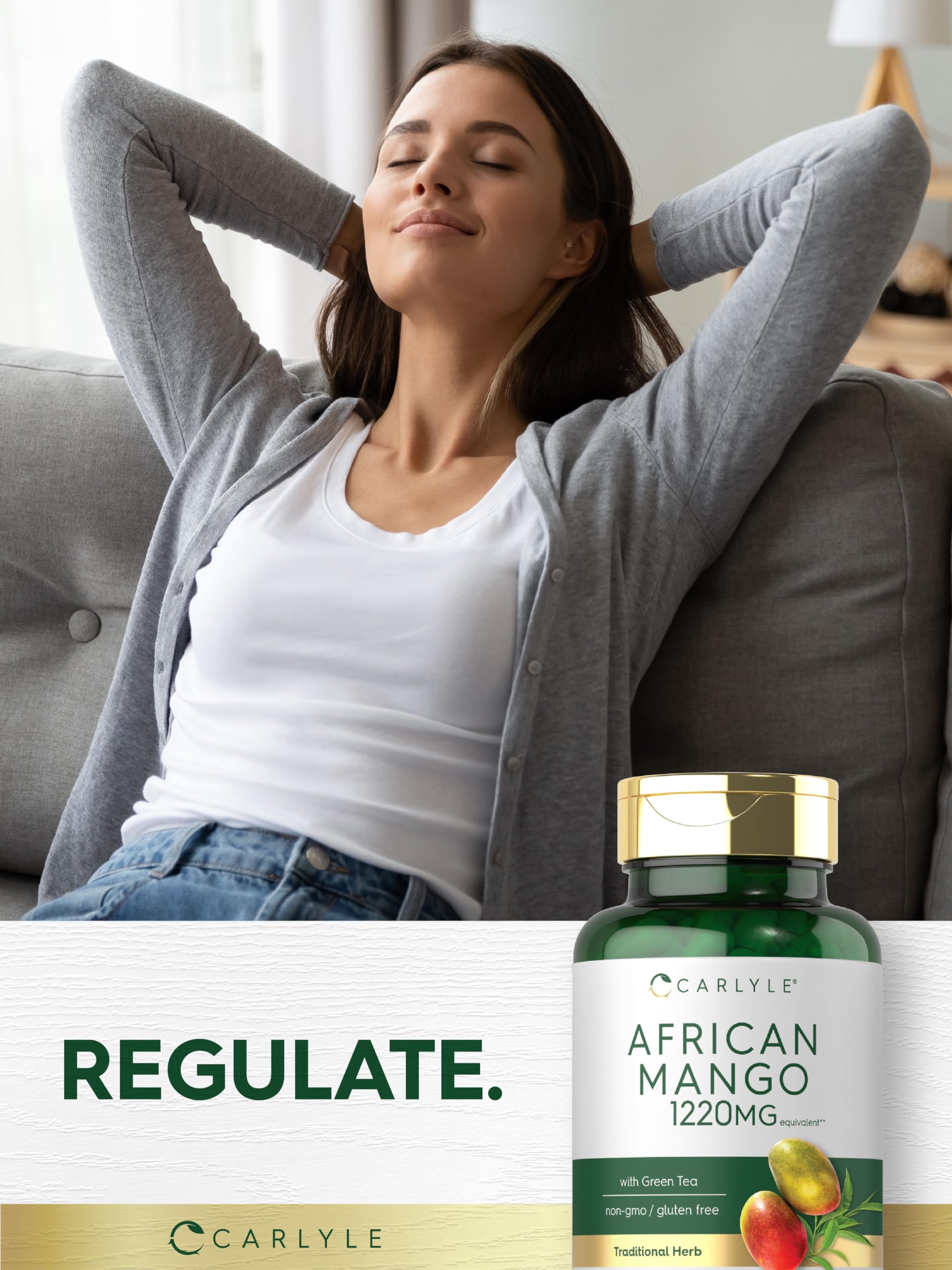 Carlyle African Mango 1220mg - 80 Caps | Green Tea Extract | Non-GMO, Gluten Free