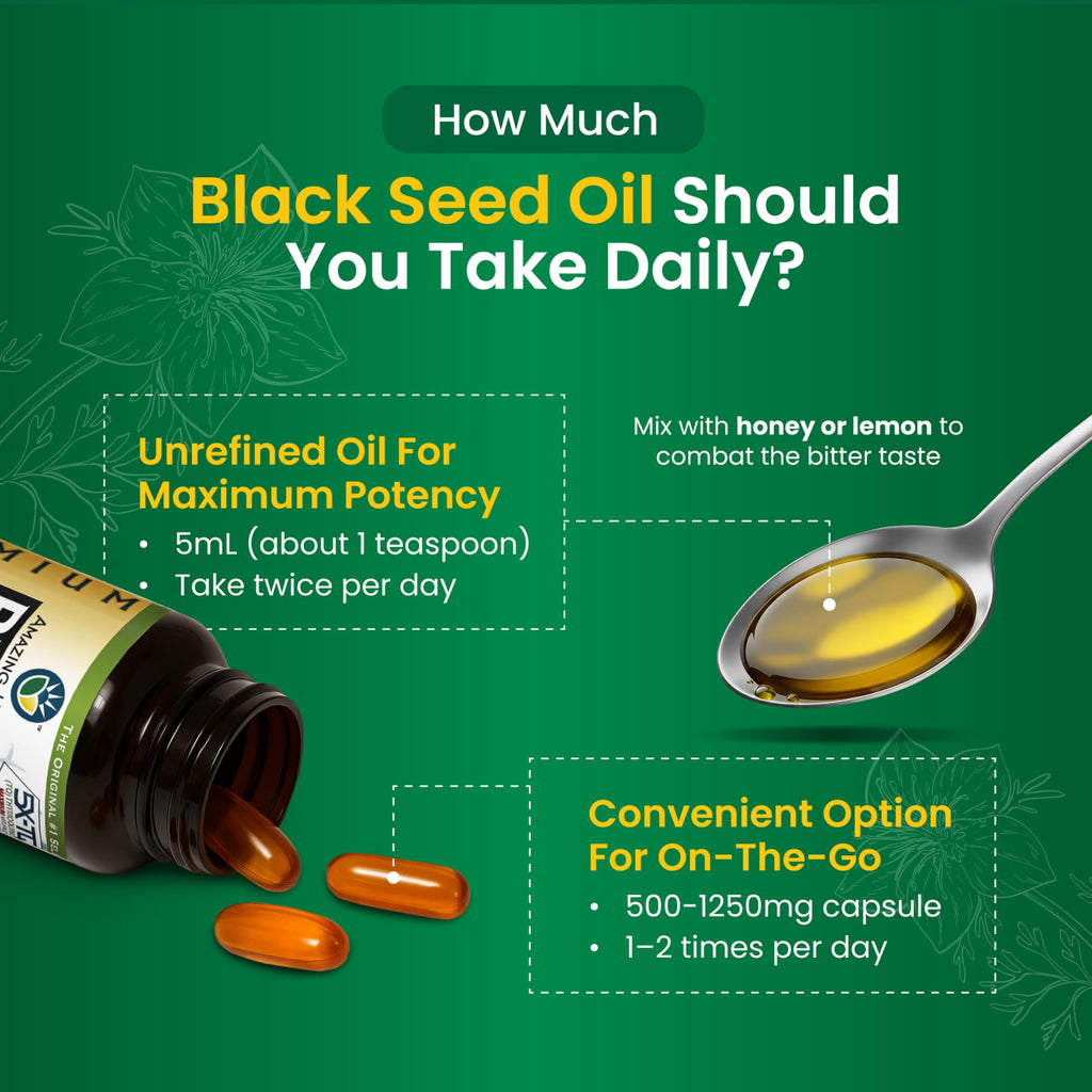 Amazing Herbs Premium Black Seed Oil - Cold Pressed Nigella Sativa | Digestive Health & Immune Support (4 oz)