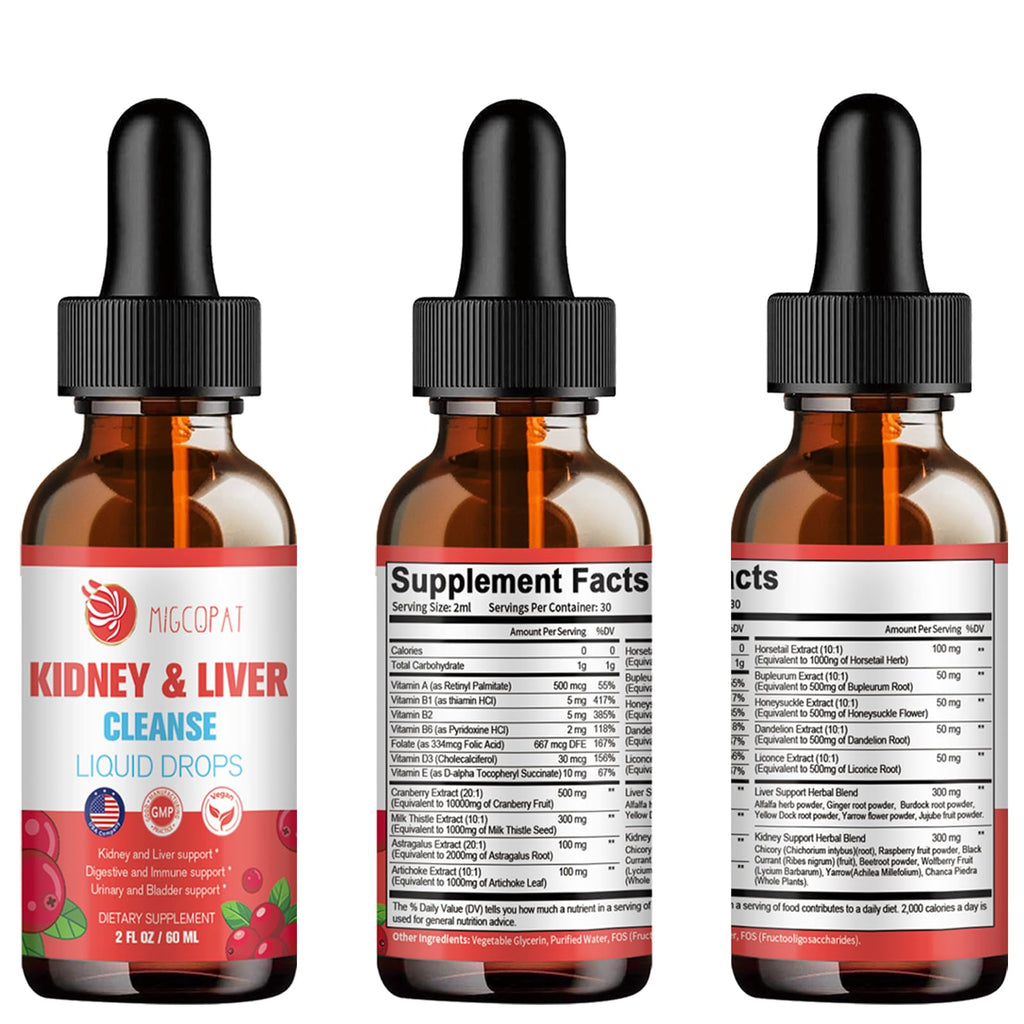 Kidney & Liver Cleanse Detox & Repair Drops – 2 Pack (60ml Each) | Cranberry & Milk Thistle