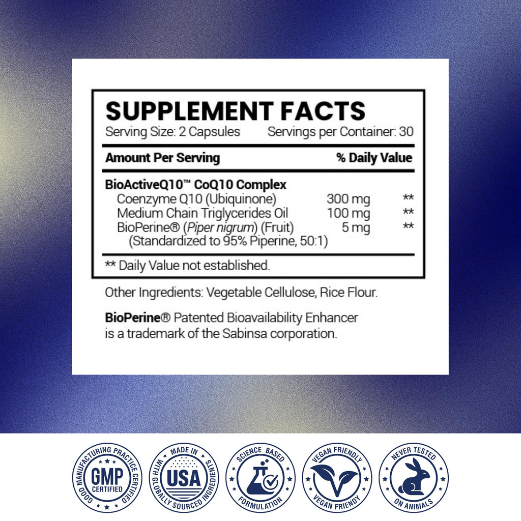 Research Verified CoQ10 – 250mg Pure CoQ10 with Bioperine, 180 Vegan Capsules | Enhanced Absorption