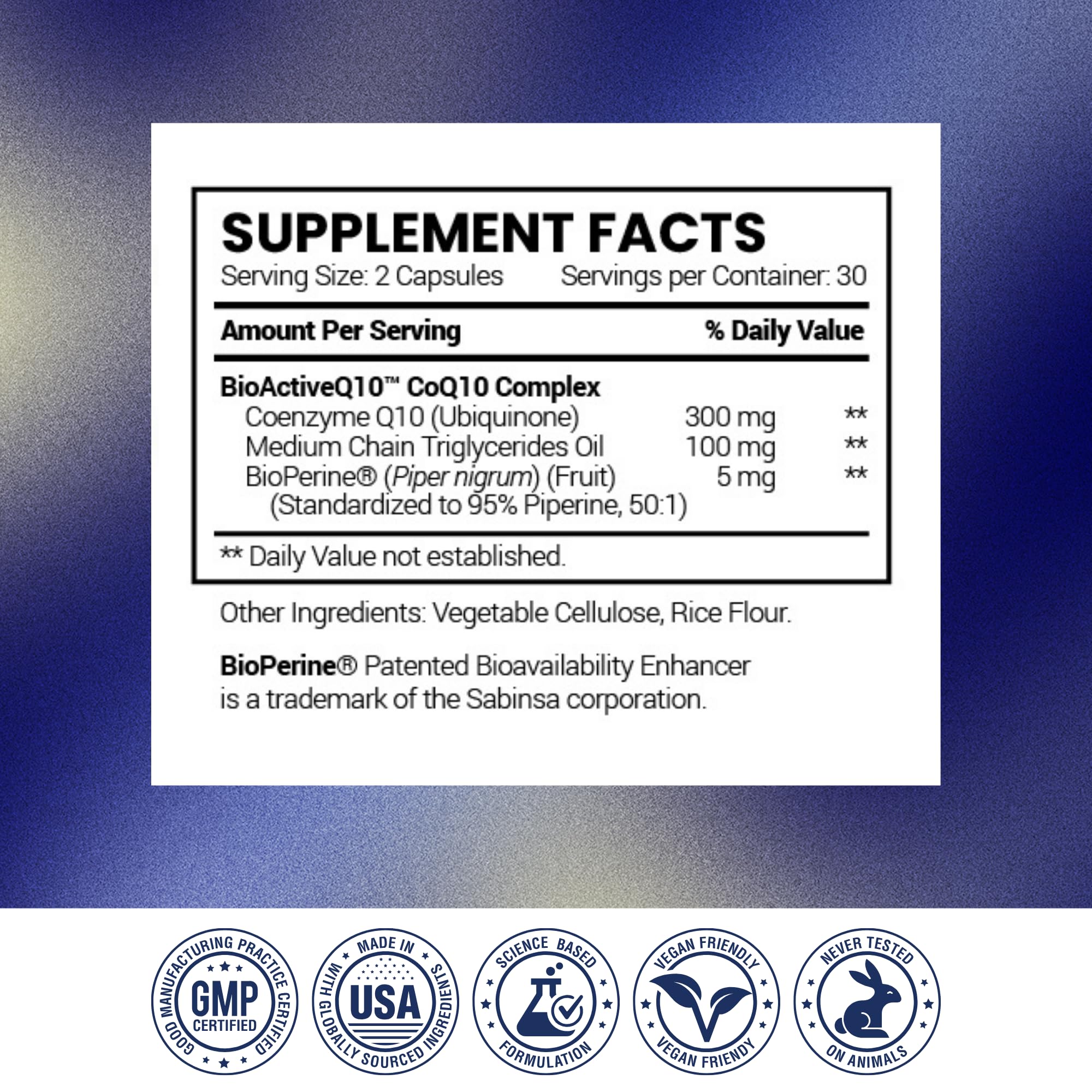 Research Verified CoQ10 – 250mg Pure CoQ10 with Bioperine, 180 Vegan Capsules | Enhanced Absorption