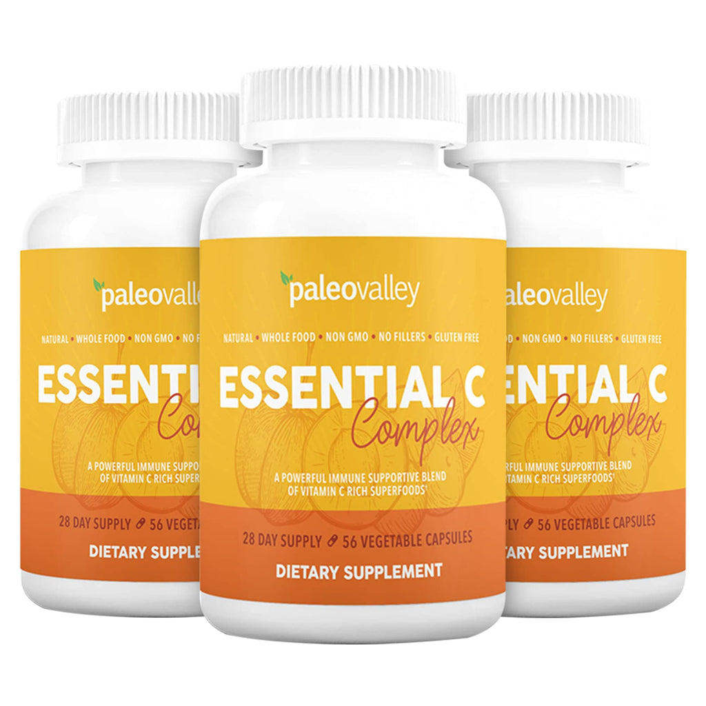 Paleovalley Essential C Complex — Organic Vitamin C for Immune Support | 3 Pack, 450 mg, USA Made
