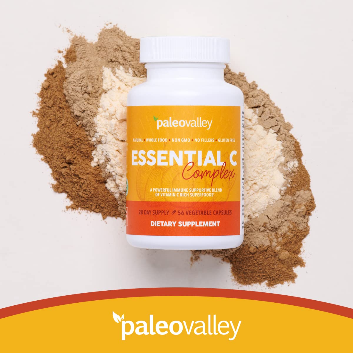 Paleovalley Essential C Complex — Organic Vitamin C for Immune Support | 3 Pack, 450 mg, USA Made