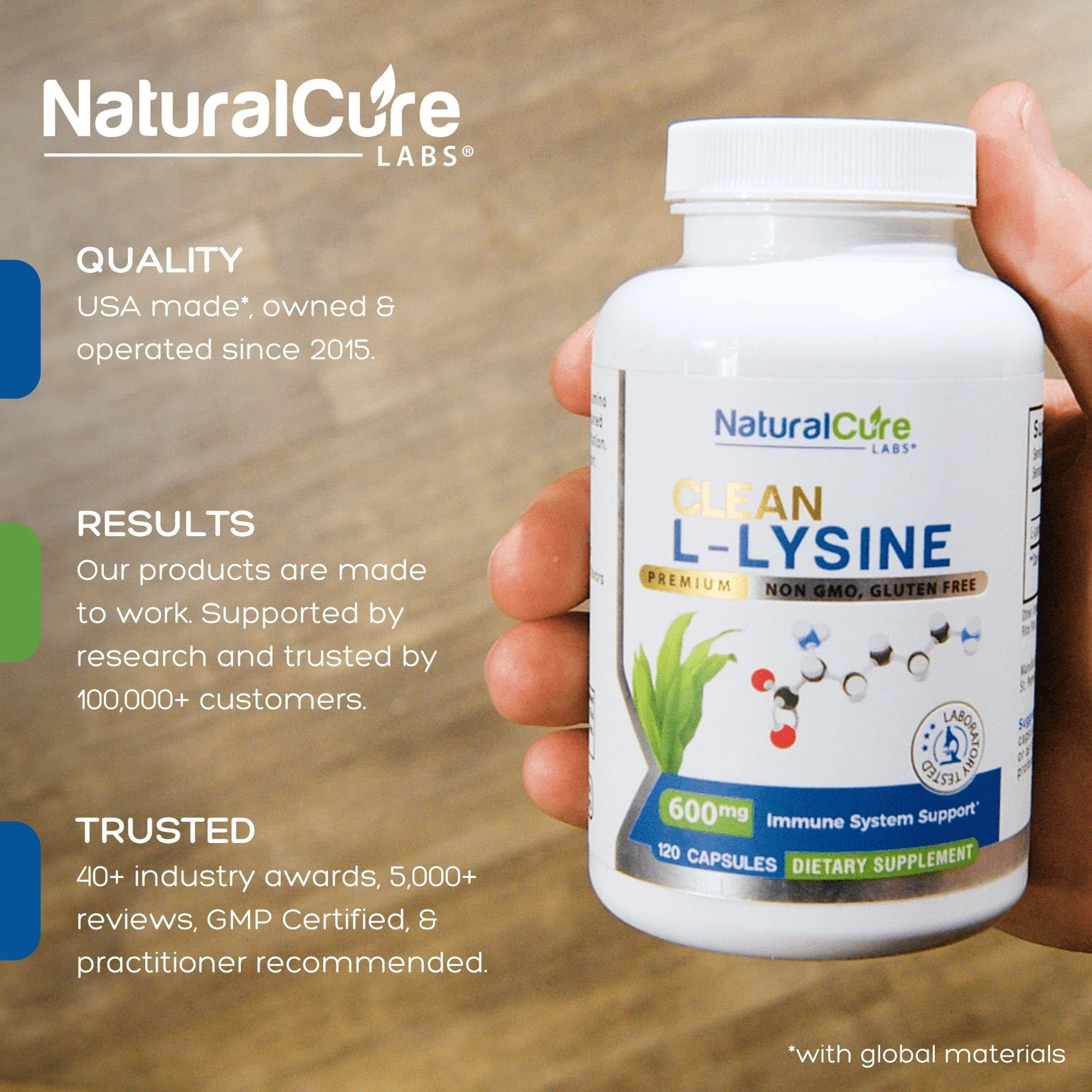 Palmara Health Clean L-Lysine 600mg, 120 Capsules | Vegan, Non-GMO, Gluten Free