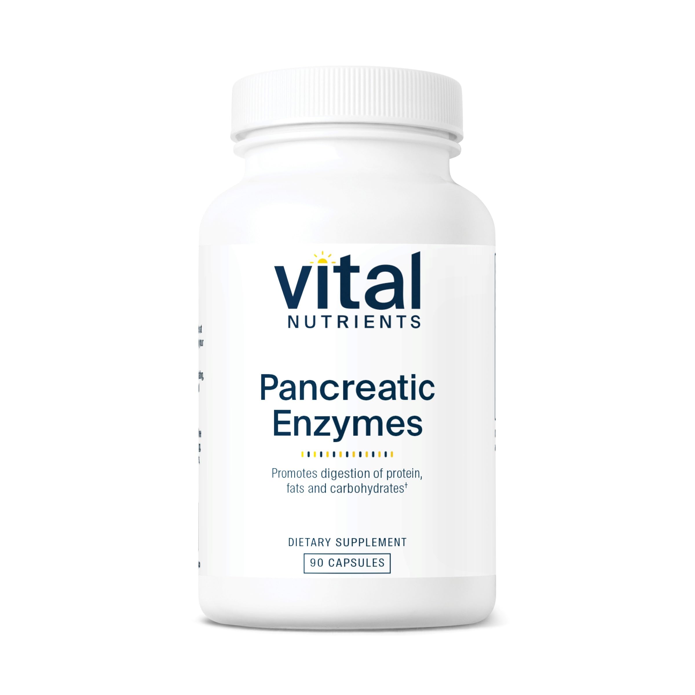 Vital Nutrients Pancreatic Enzymes 1000mg – Full Strength Digestive Enzymes (Protease, Amylase, Lipase) | Gluten, Dairy & Soy Free | 90 Capsules