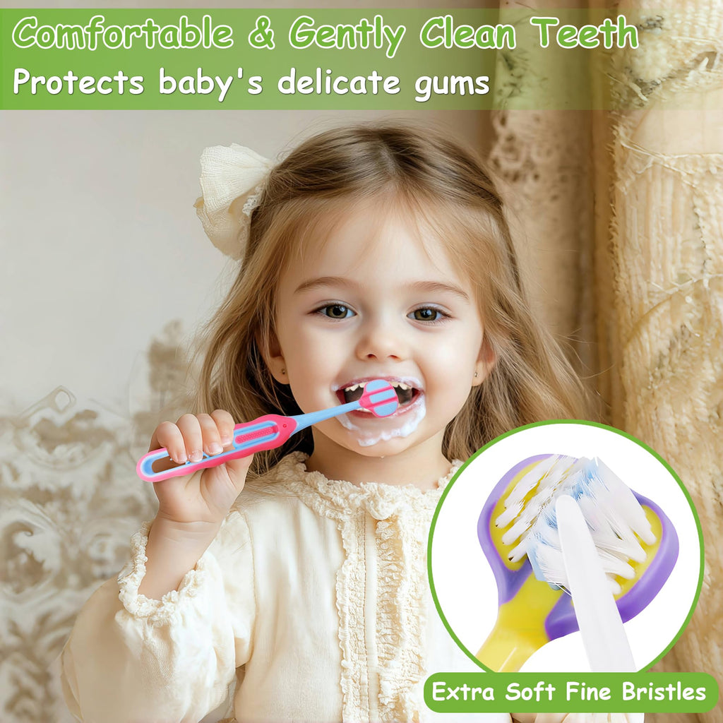PANIMOSI 8-Pack Toddler Toothbrush – 3-Sided, Ultra-Soft Bristles, Ages 1-12