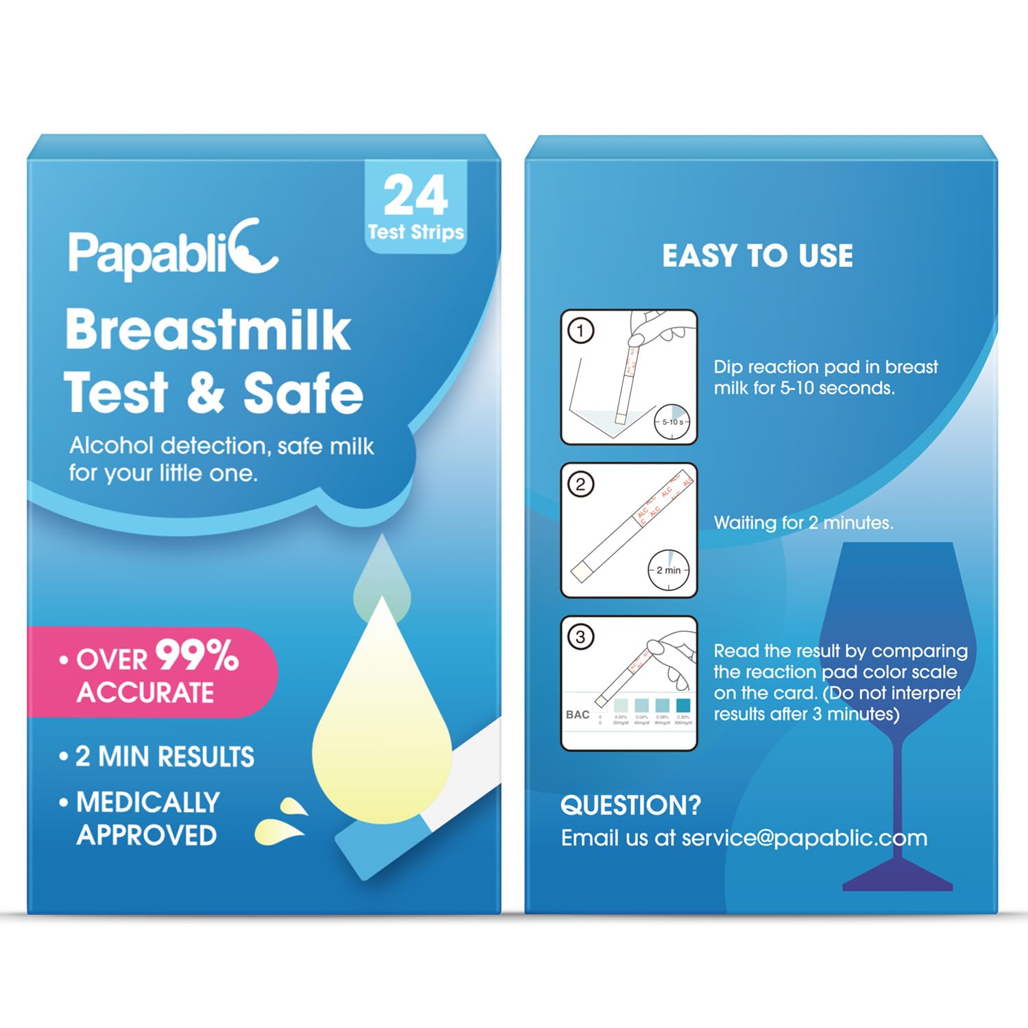 Papablic 24Pcs Breast Milk Alcohol Test Strips – 2 Minute Quick Results for Safe Breastfeeding