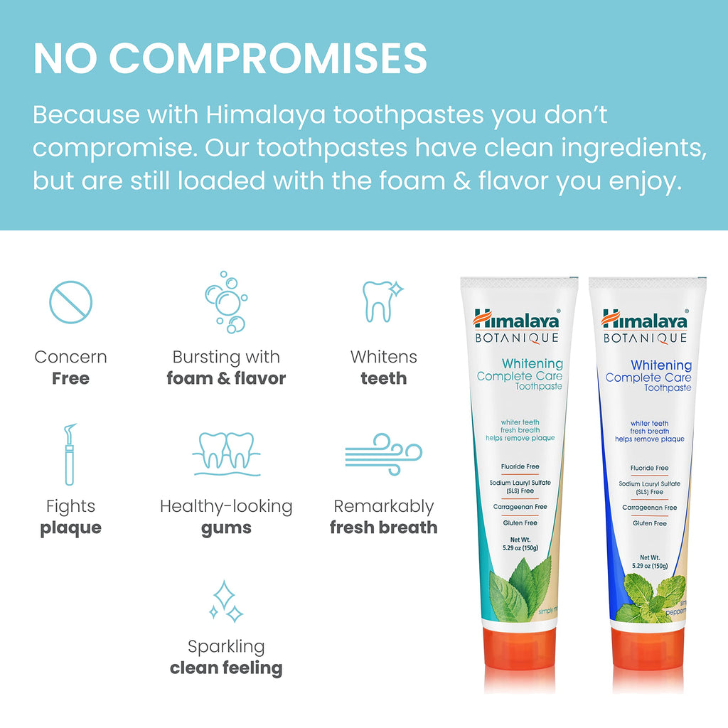 Himalaya Botanique Whitening Complete Care Toothpaste – Mint & Peppermint, Fluoride-Free