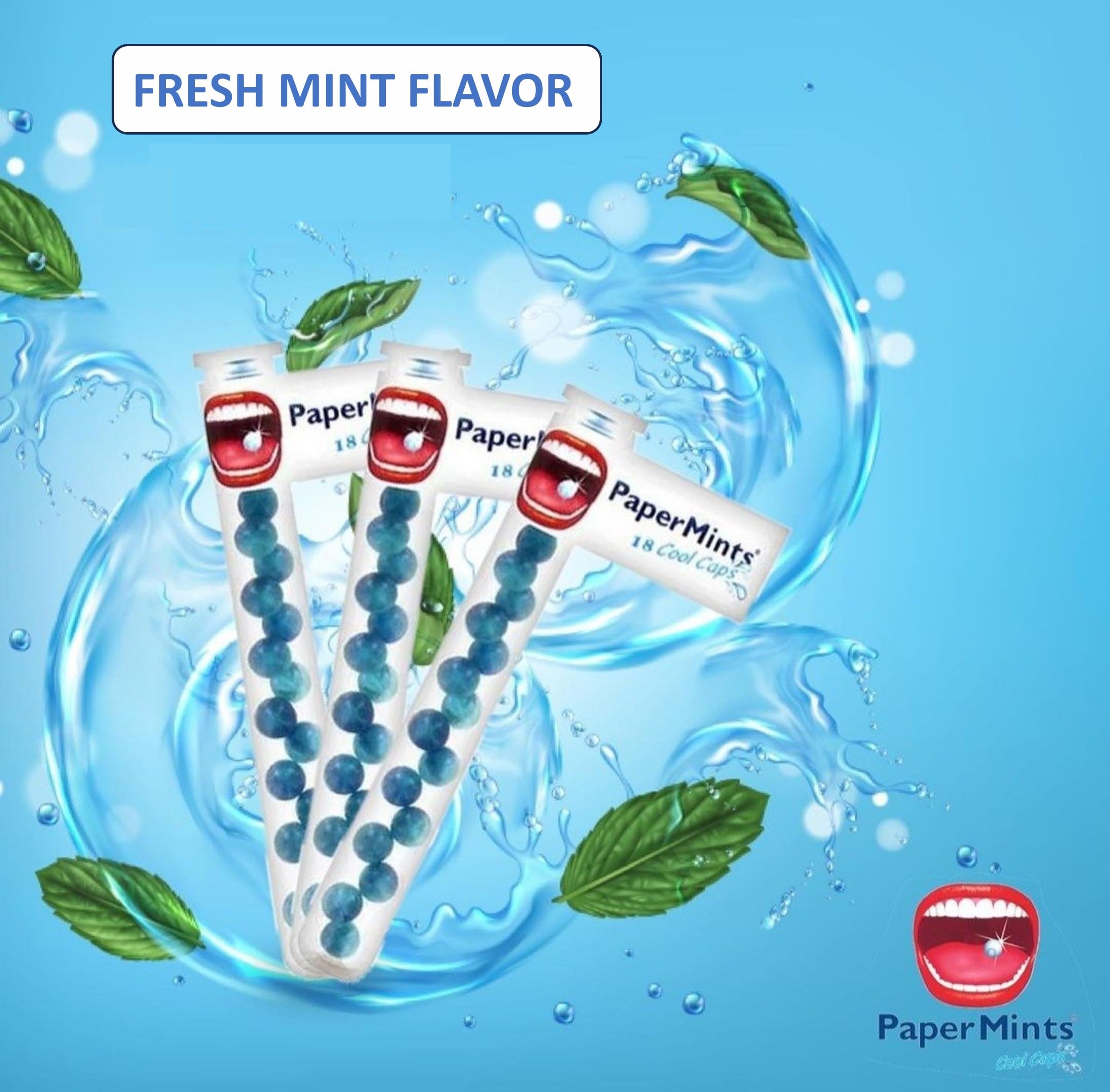 PaperMints CoolCaps Instant Fresh Breath Mints - Sugar-Free, 10 Tubes (18 capsules each) Keto-Friendly Peppermint