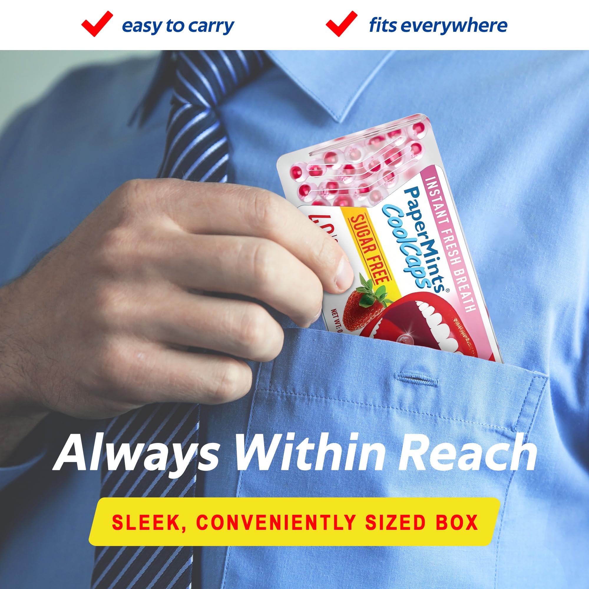 PaperMints CoolCaps Strawberry Breath Mints - Sugar-Free 4 Pack (160 caps)