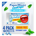 PaperMints CoolCaps Breath Mints Peppermint – Dual-Action Liquid Capsules, Instant Fresh Breath, Sugar-Free, 4 Pack of 40 (160 Total)