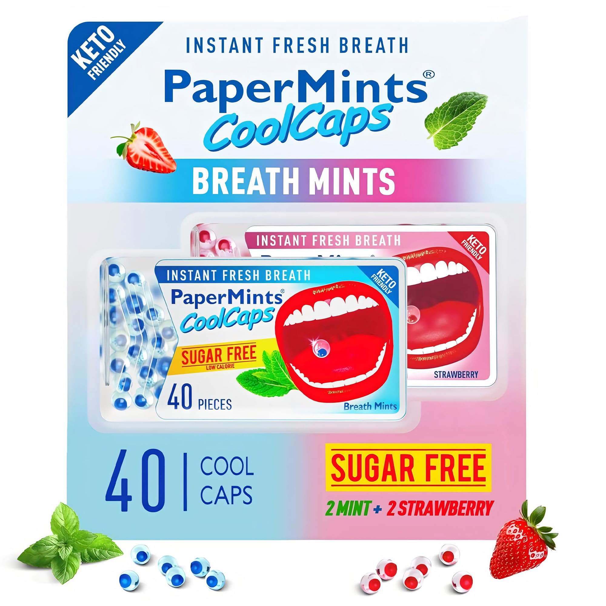 Papermints CoolCaps - Instant Fresh Breath Mints Sugar-Free 4-Pack (160 capsules)