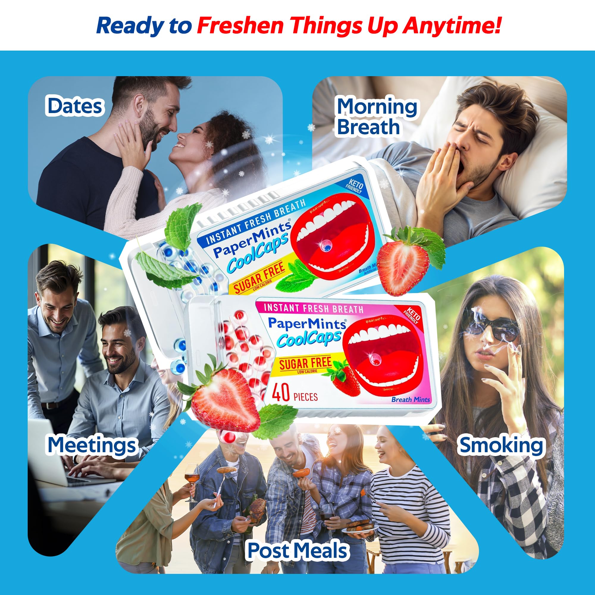 Papermints CoolCaps - Instant Fresh Breath Mints Sugar-Free 4-Pack (160 capsules)