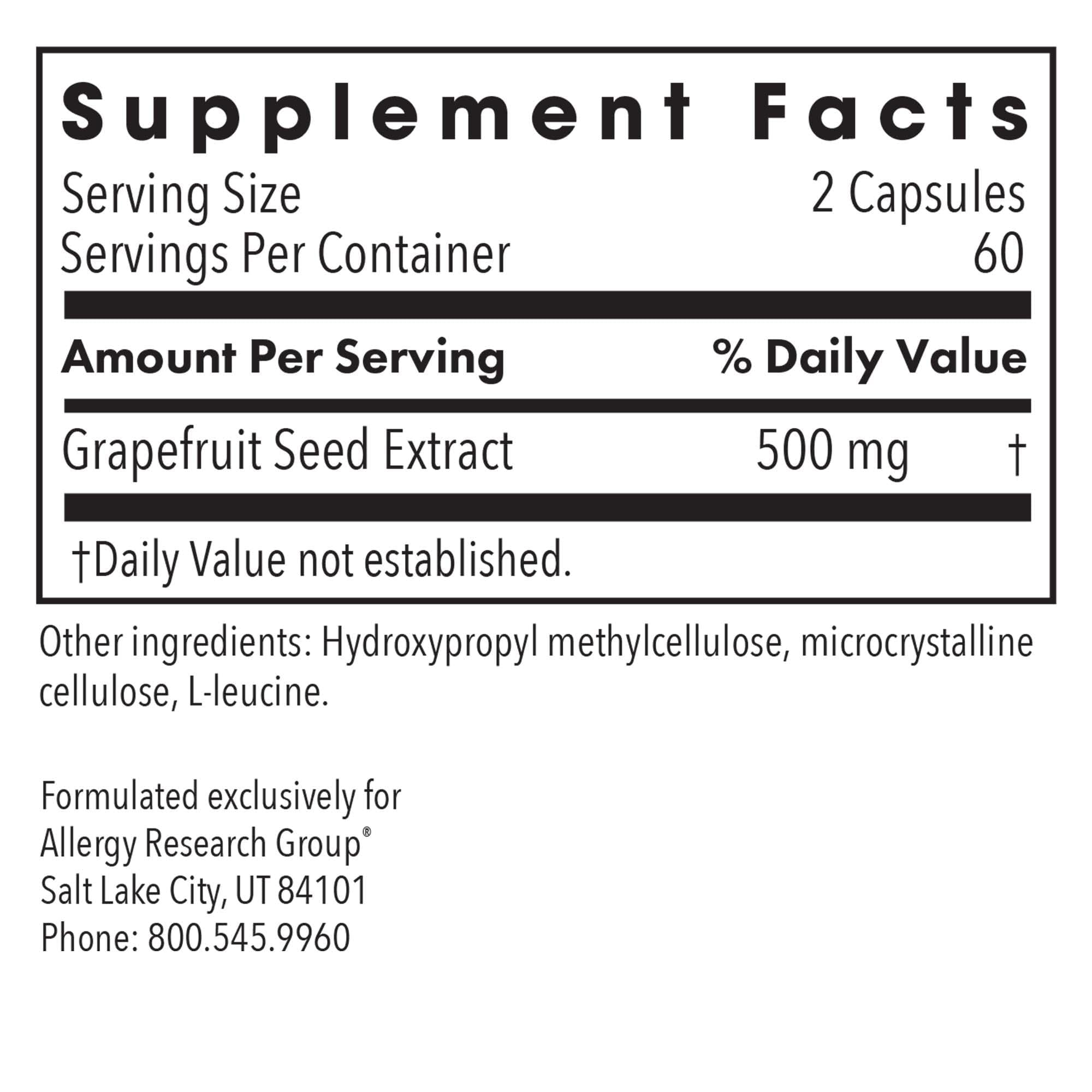 ParaMicrocidin 125 – Grapefruit Seed Extract 250mg | Allergy Research Group