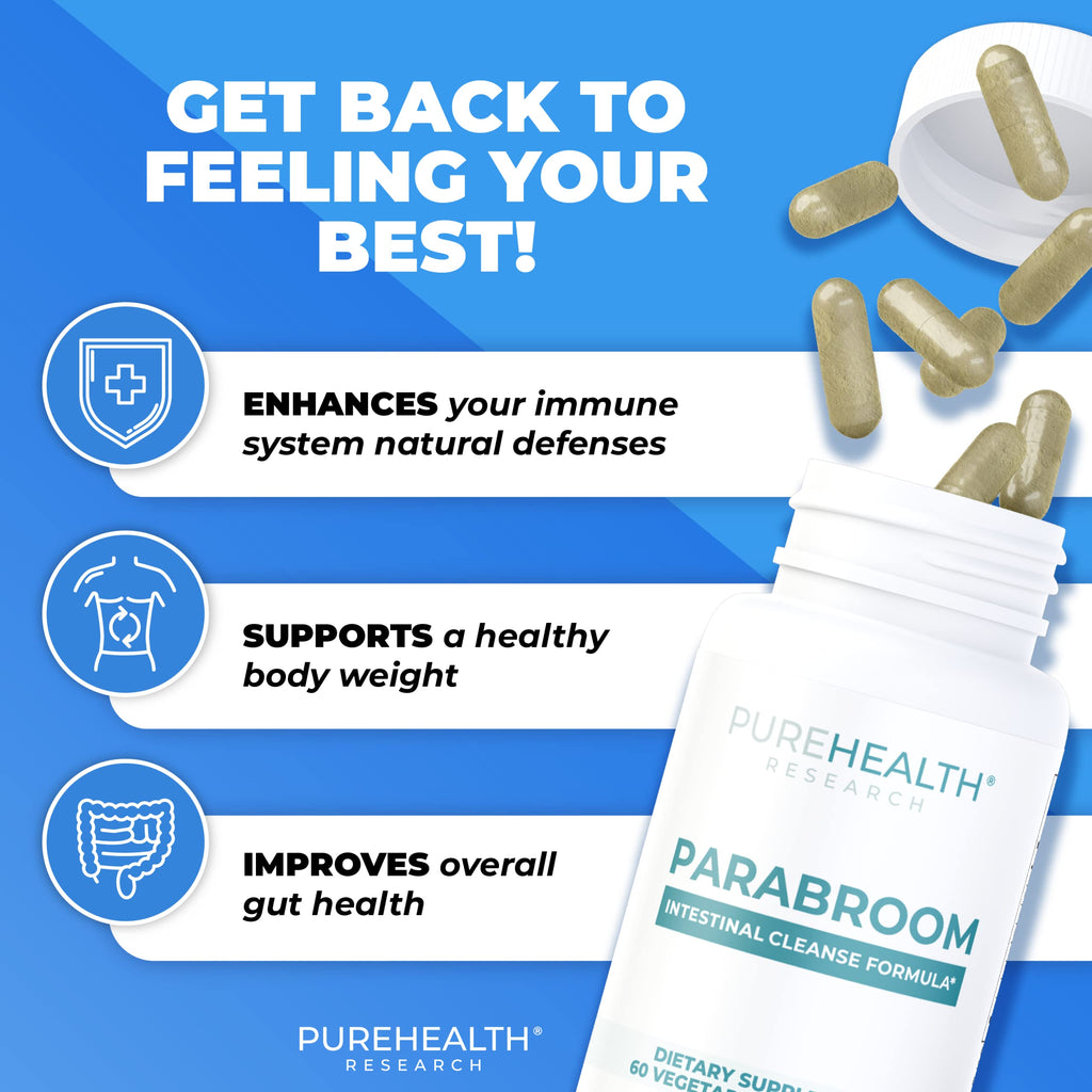 PUREHEALTH RESEARCH Parabroom – Gut Cleanse & Digestive Support – 60 Capsules